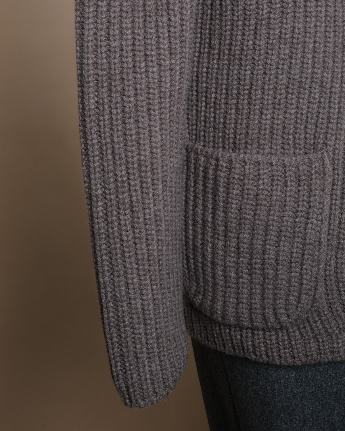 Taupe Grey Chunky Ribbed Cardigan Blazer