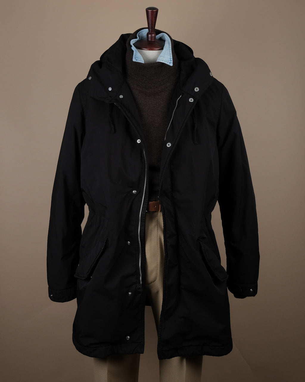 Black Technical Nylon Hooded Parka