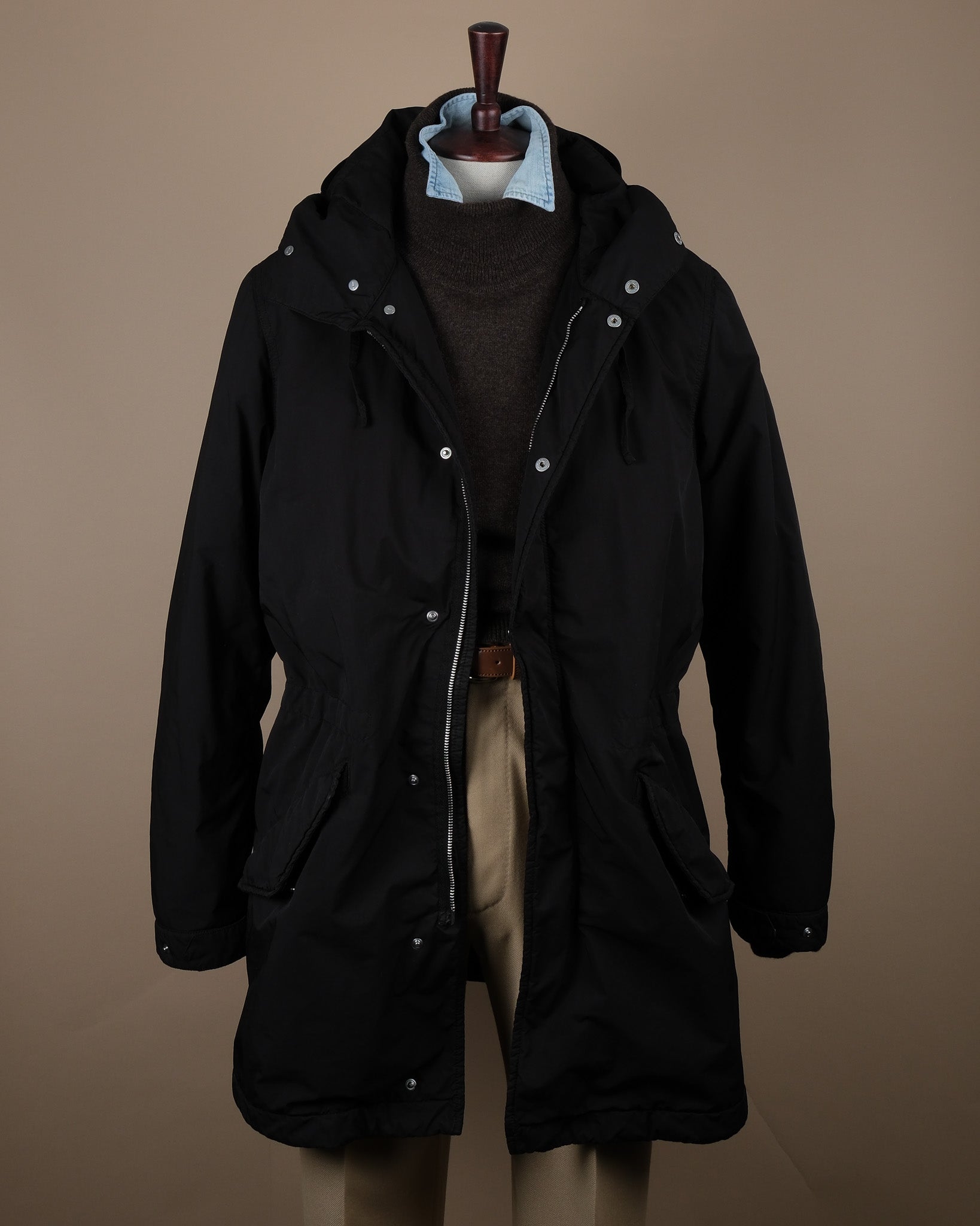 Black Technical Nylon Hooded Parka