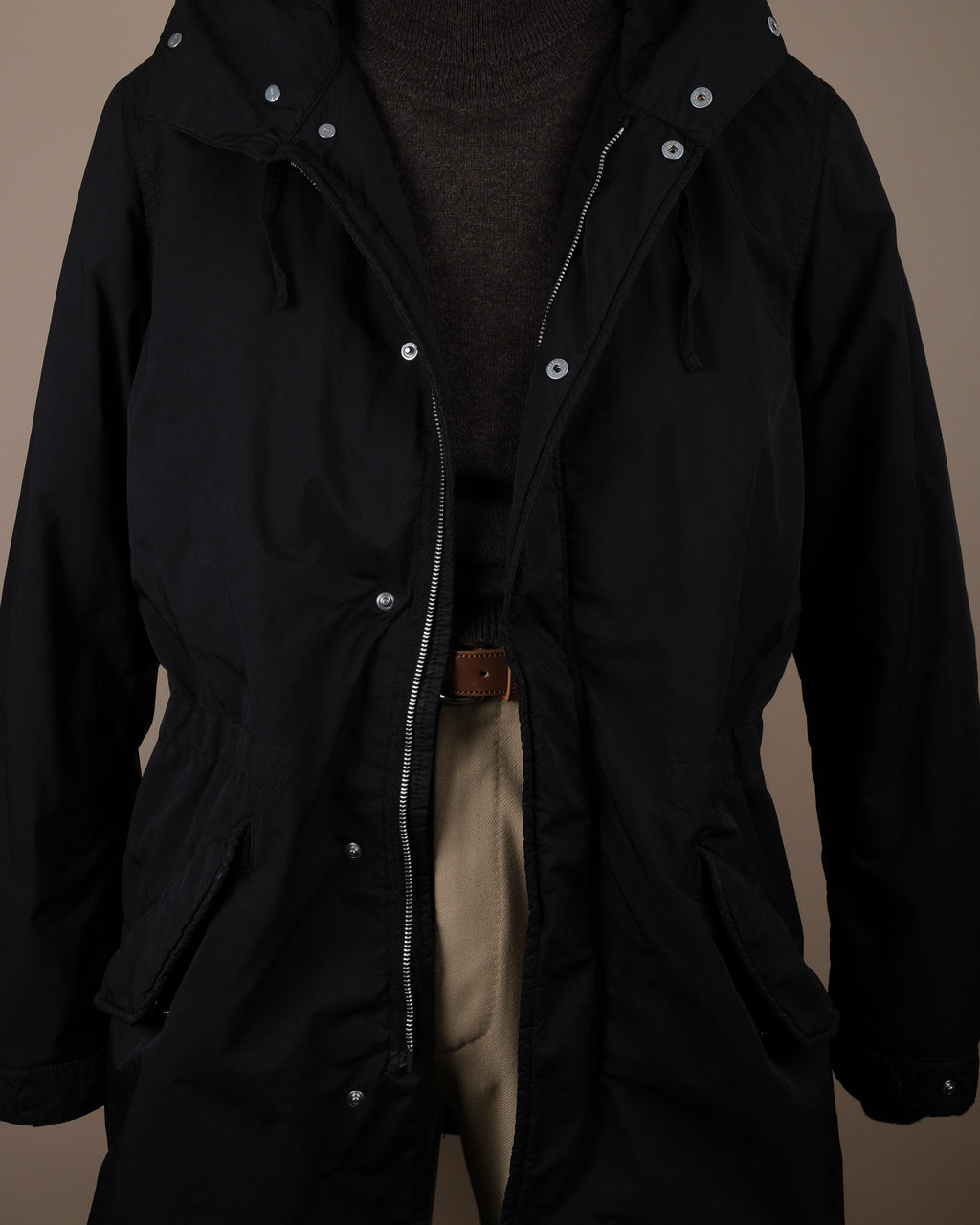 Black Technical Nylon Hooded Parka