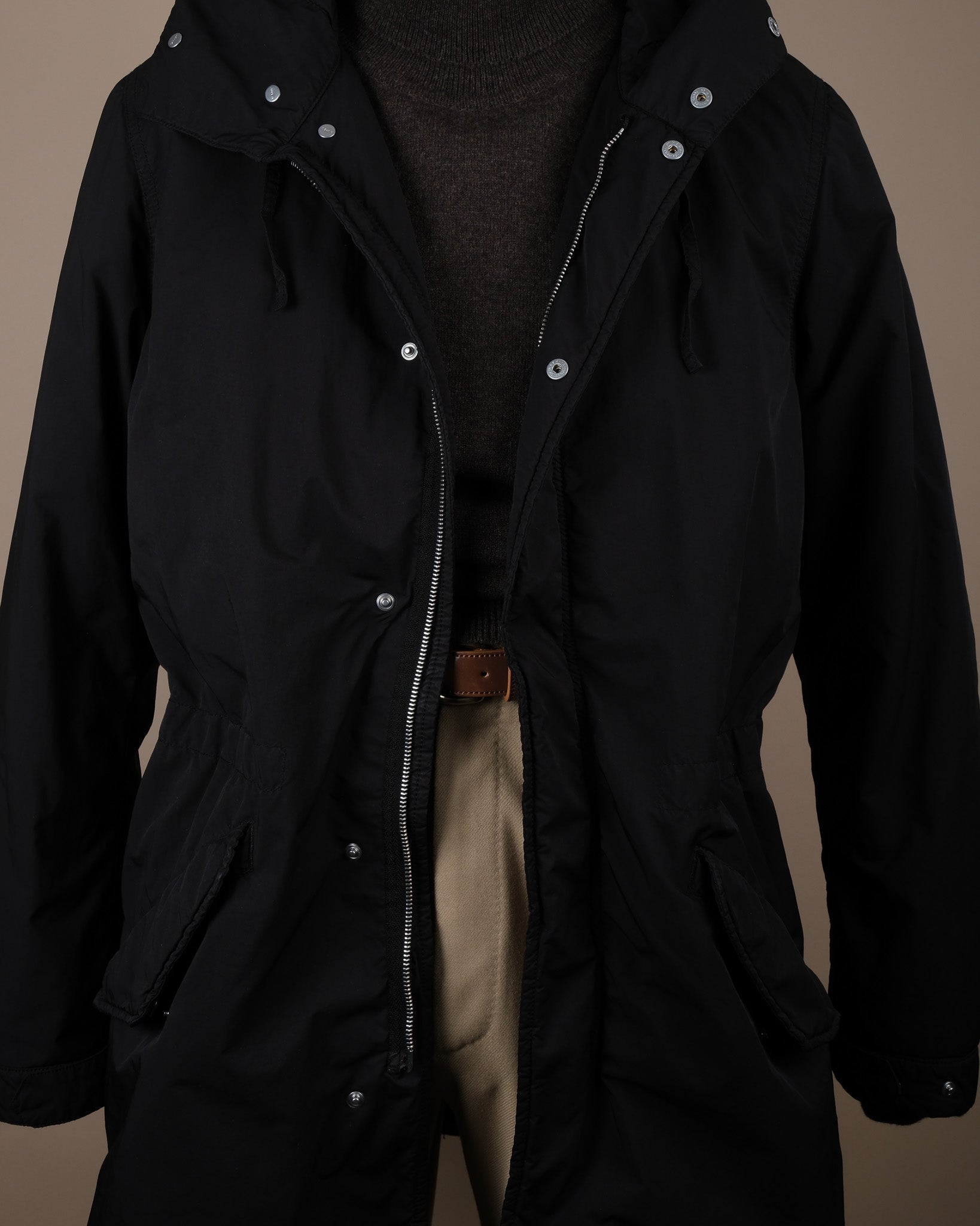 Black Technical Nylon Hooded Parka