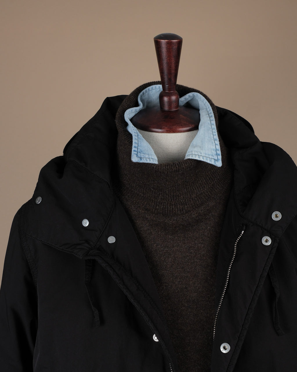 Black Technical Nylon Hooded Parka