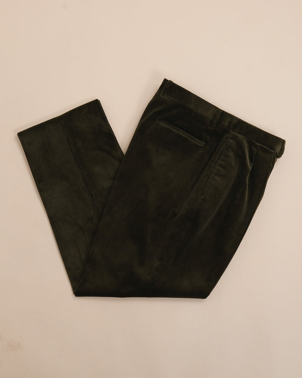 Dark Forest Coruroy High-Rise Pleated Trousers