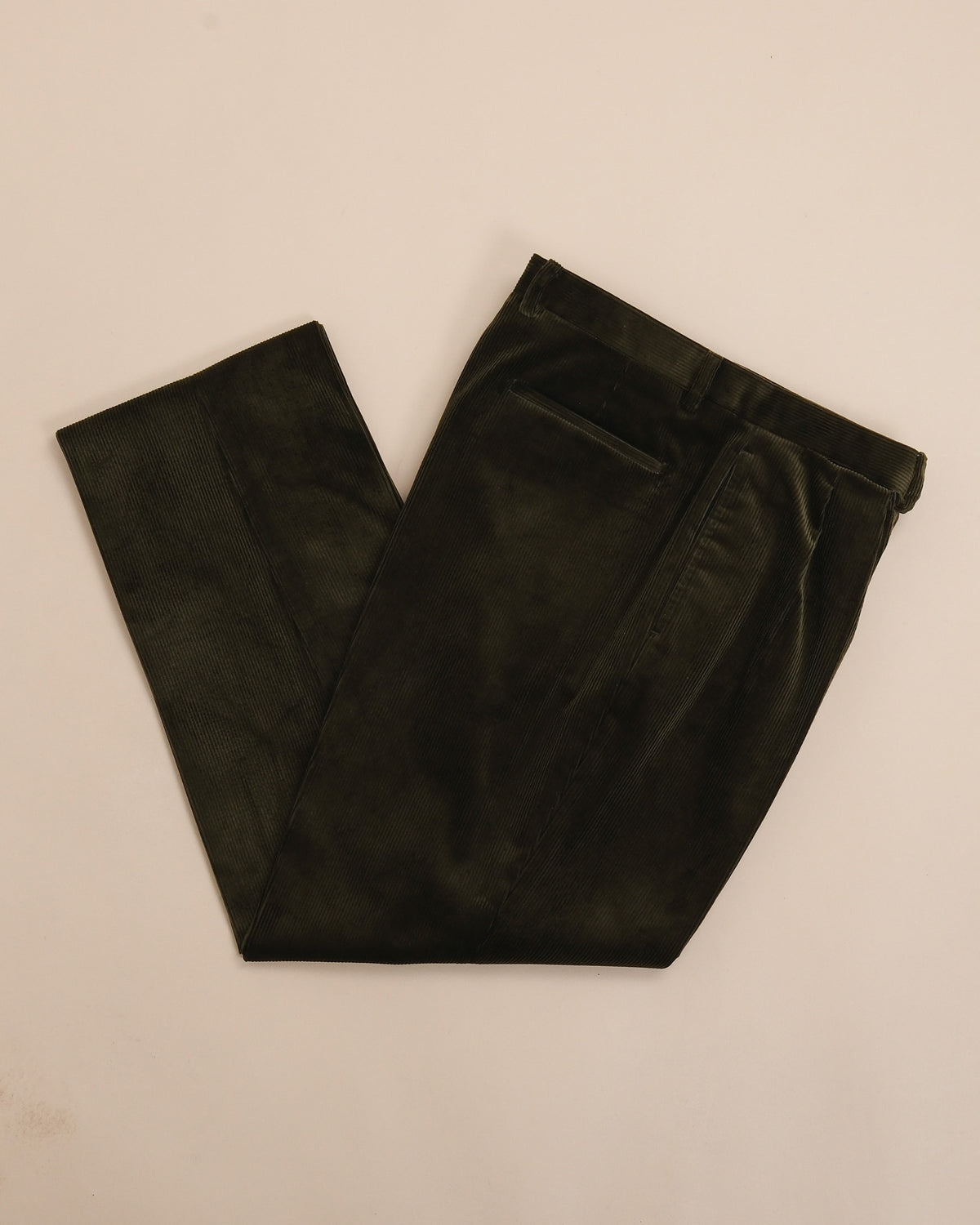 Dark Forest Coruroy High-Rise Pleated Trousers