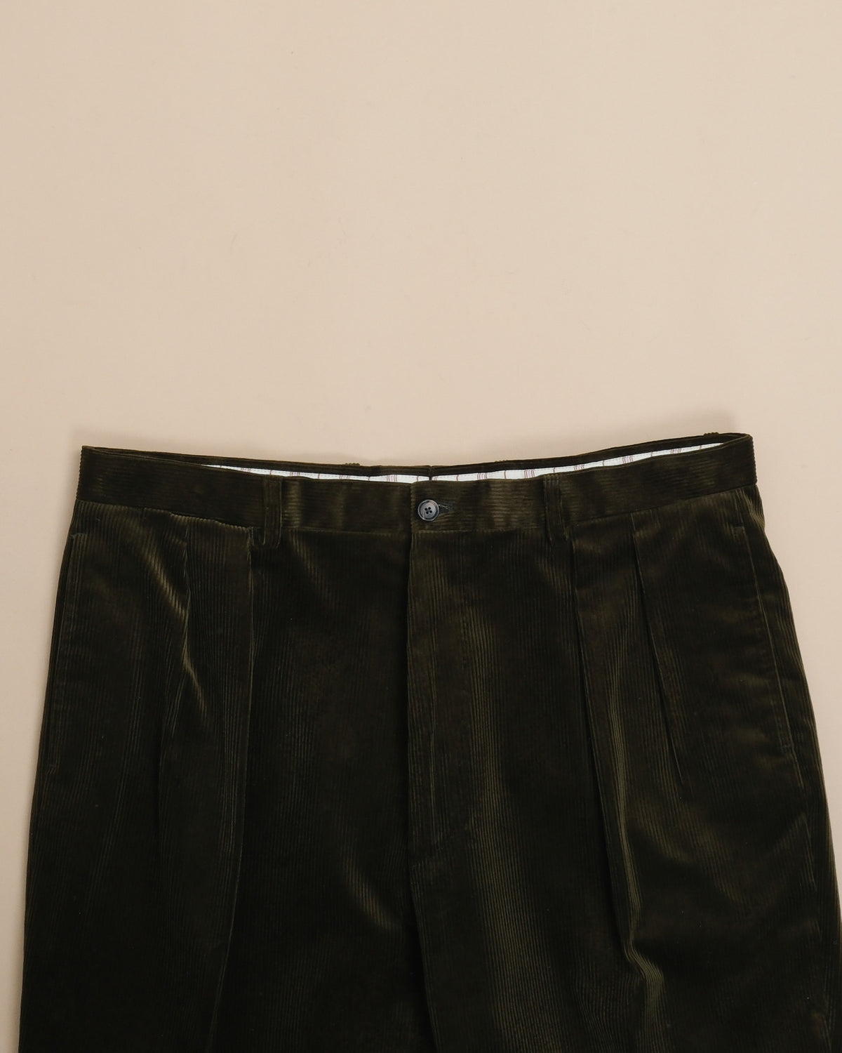 Dark Forest Coruroy High-Rise Pleated Trousers