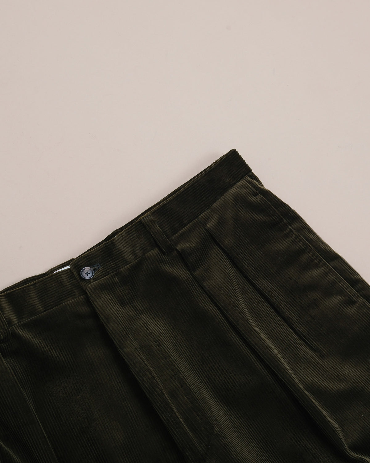 Dark Forest Coruroy High-Rise Pleated Trousers