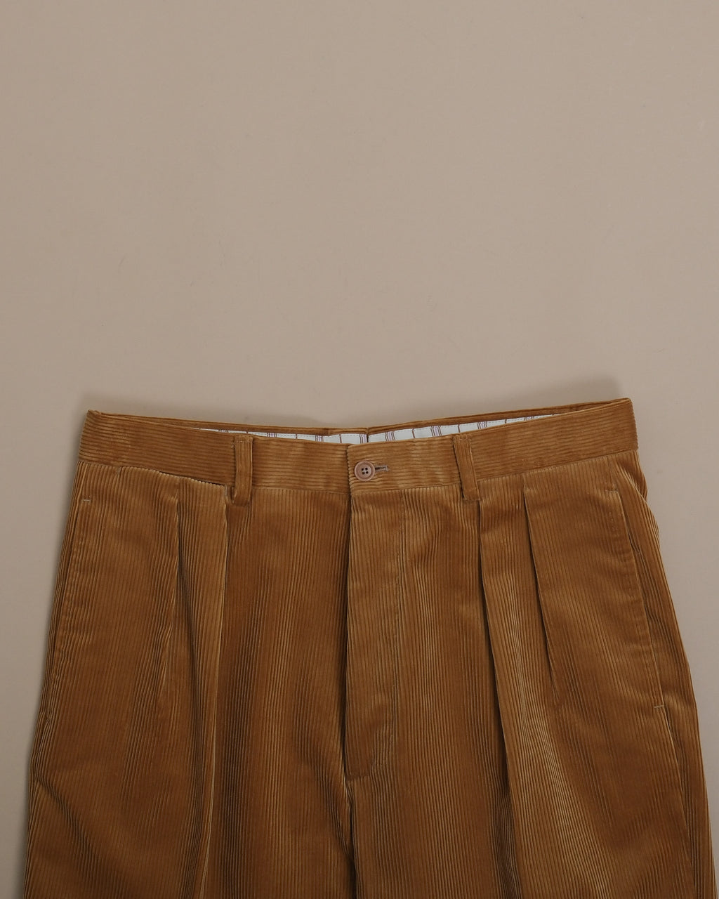 Tawny Corduroy High-Rise Pleated Trousers