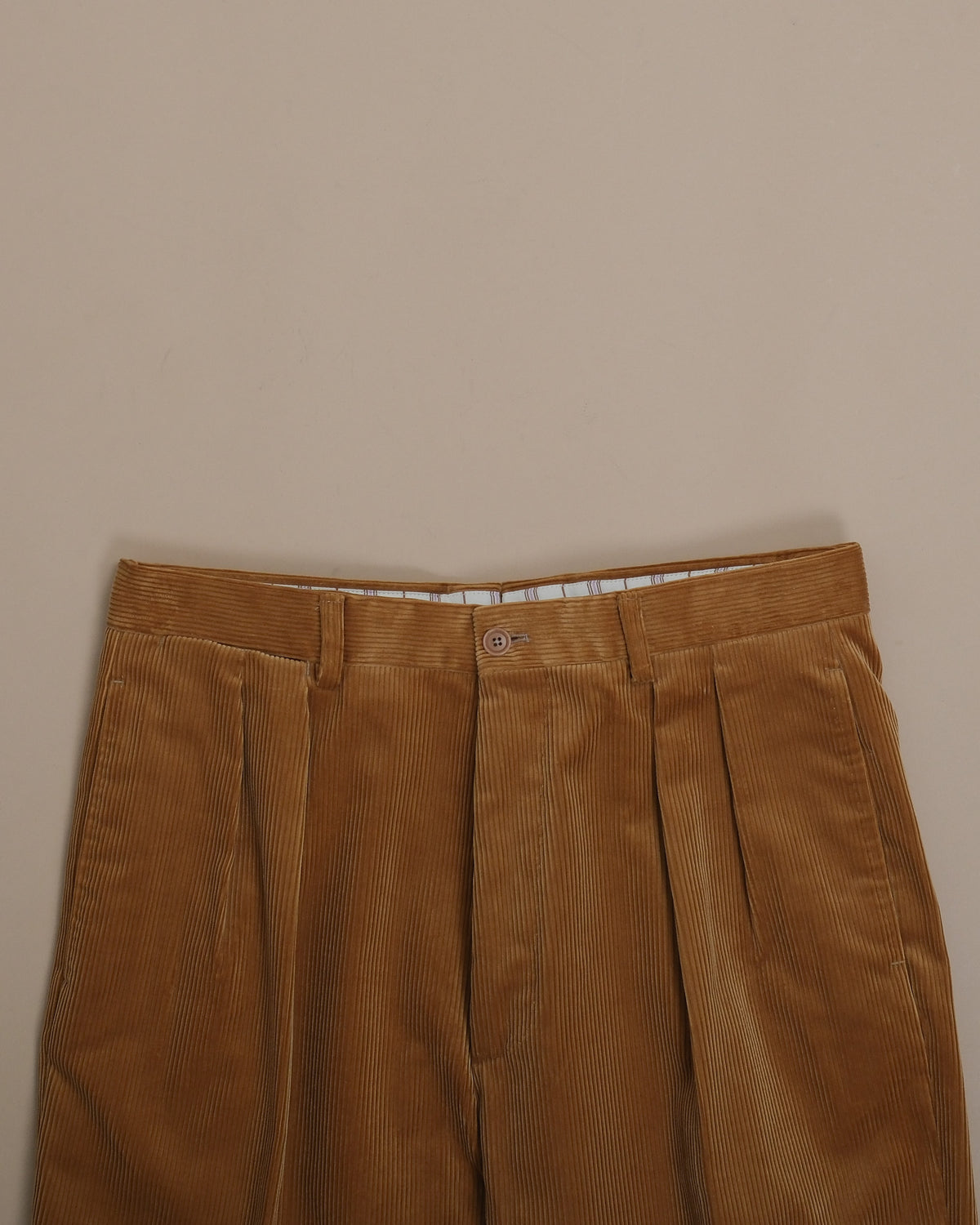 Tawny Corduroy High-Rise Pleated Trousers