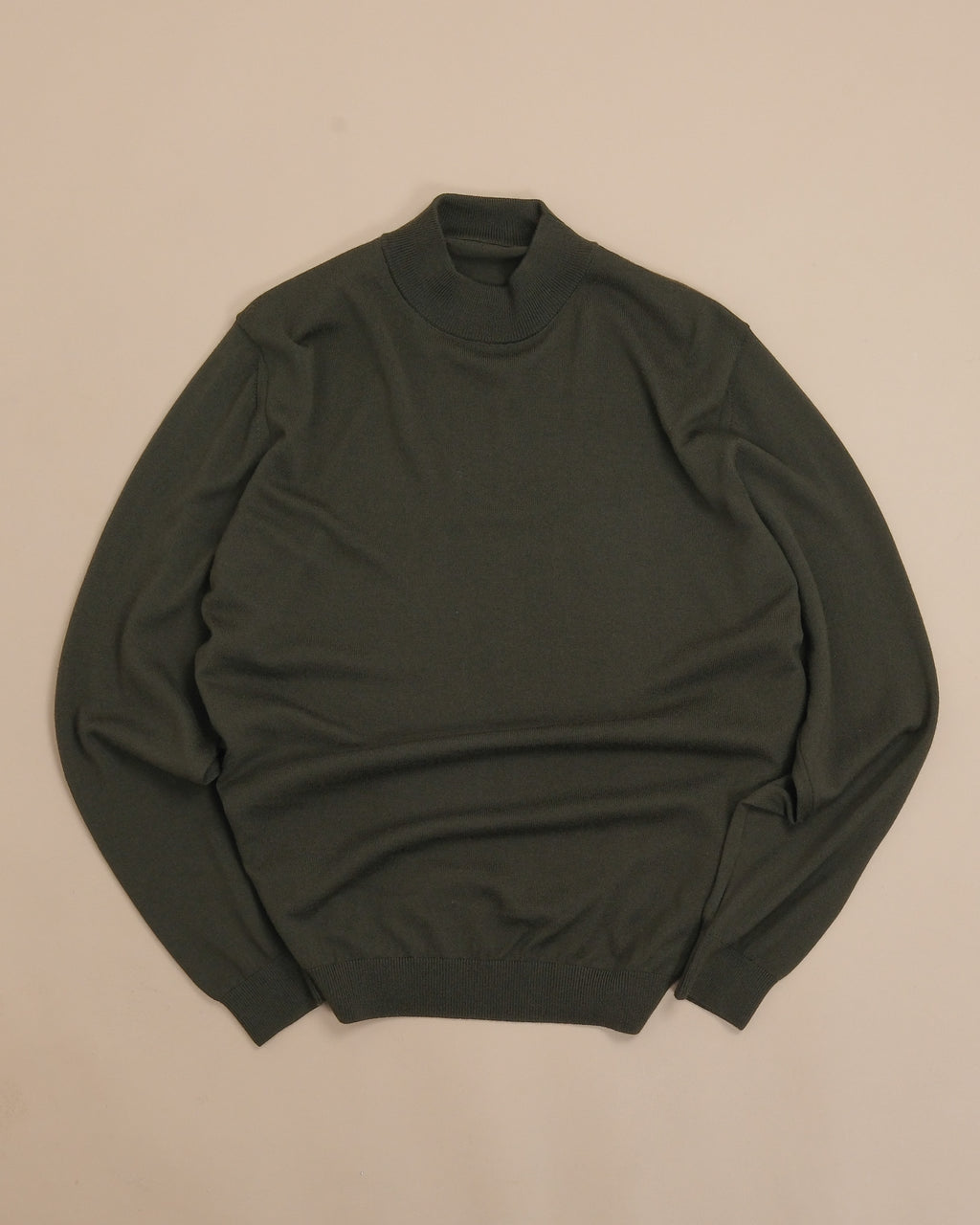 Dark Olive 12g Merino Wool Mock Neck