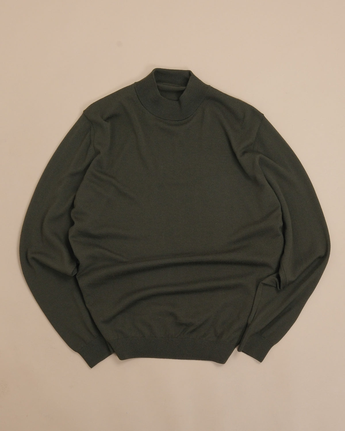 Dark Olive 12g Merino Wool Mock Neck