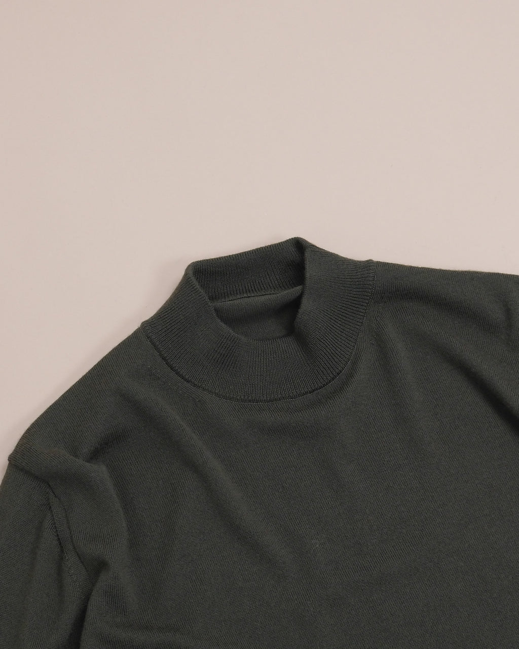 Dark Olive 12g Merino Wool Mock Neck