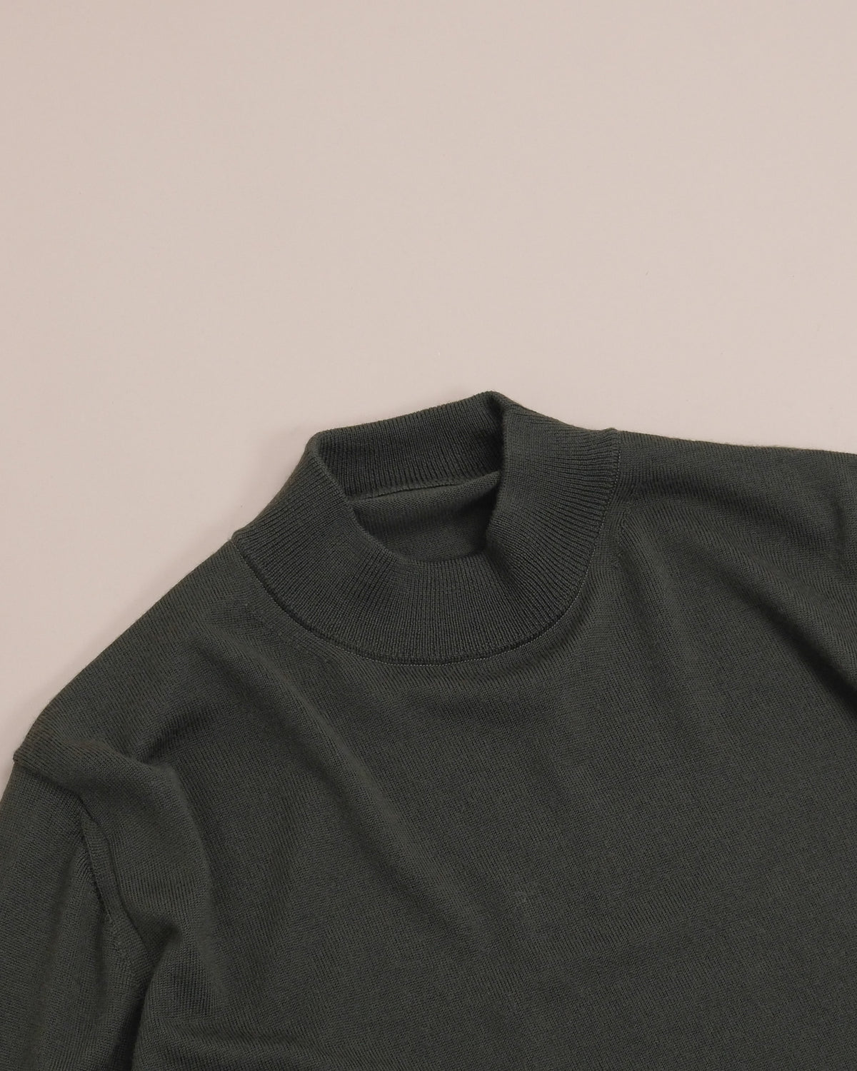 Dark Olive 12g Merino Wool Mock Neck