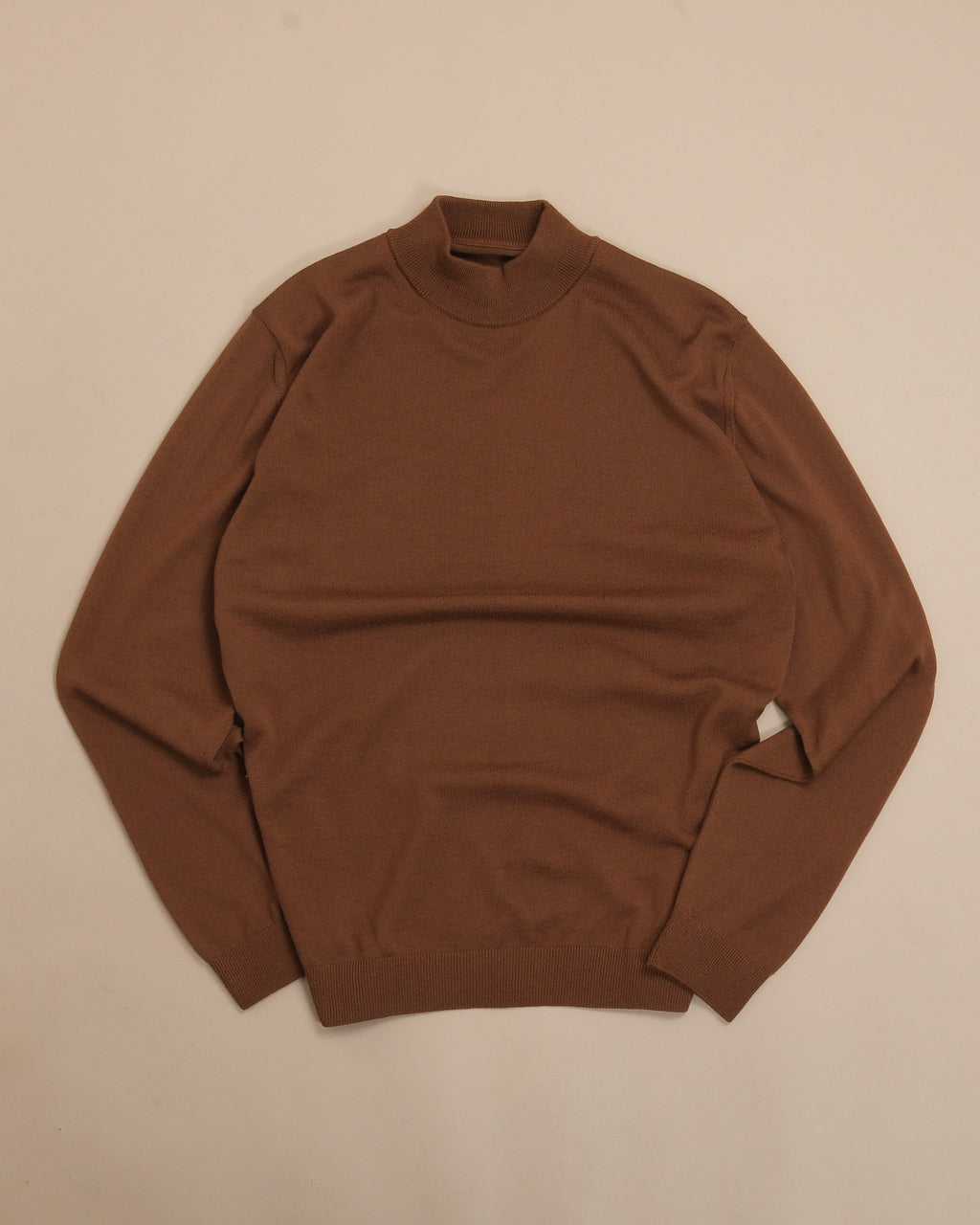 Nutmeg Brown 12g Merino Wool Mock Neck