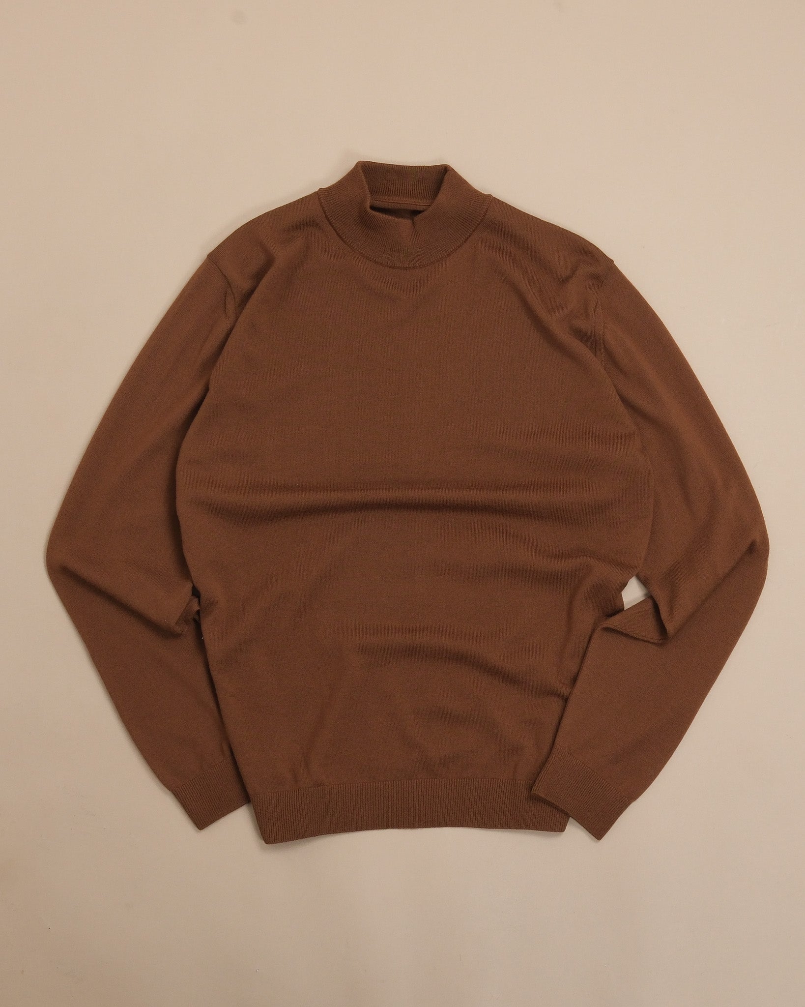 Nutmeg Brown 12g Merino Wool Mock Neck