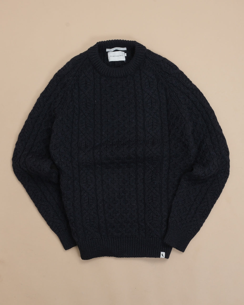 Navy Heavy Merino Wool Hudson Aran Jumper