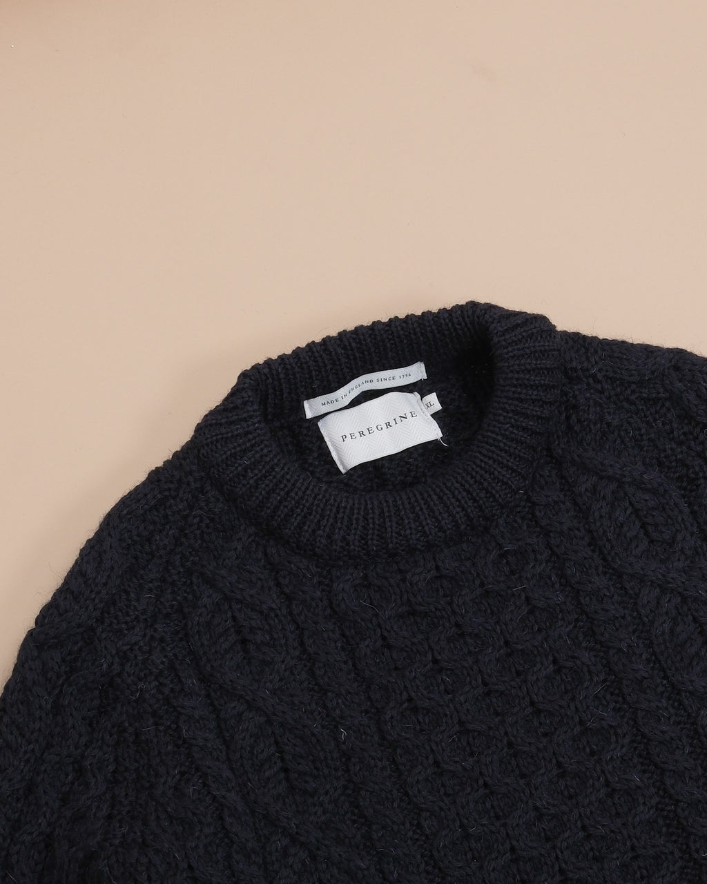 Navy Heavy Merino Wool Hudson Aran Jumper