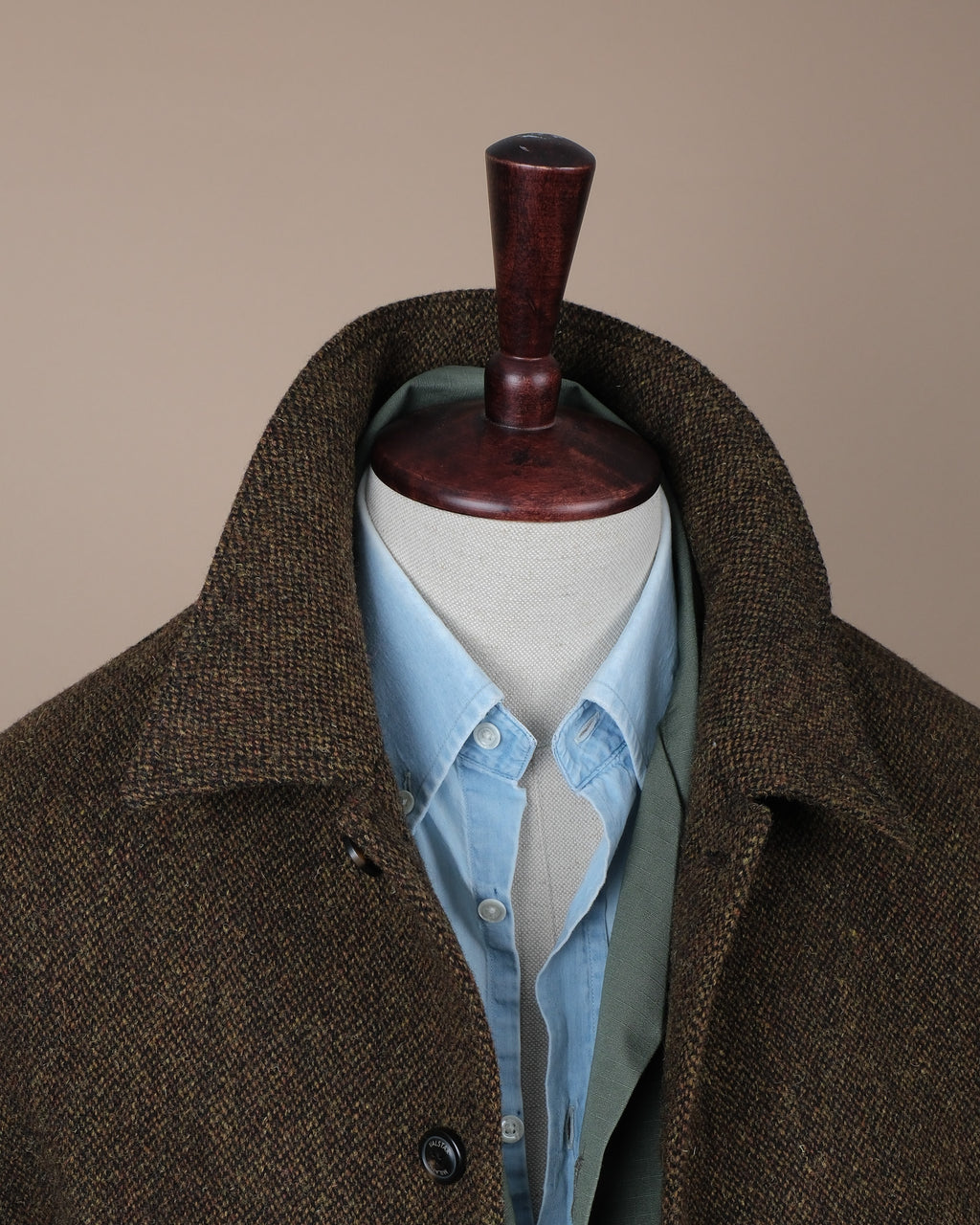 Tobacco/Moss Virgin Wool Tweed Flight Jacket