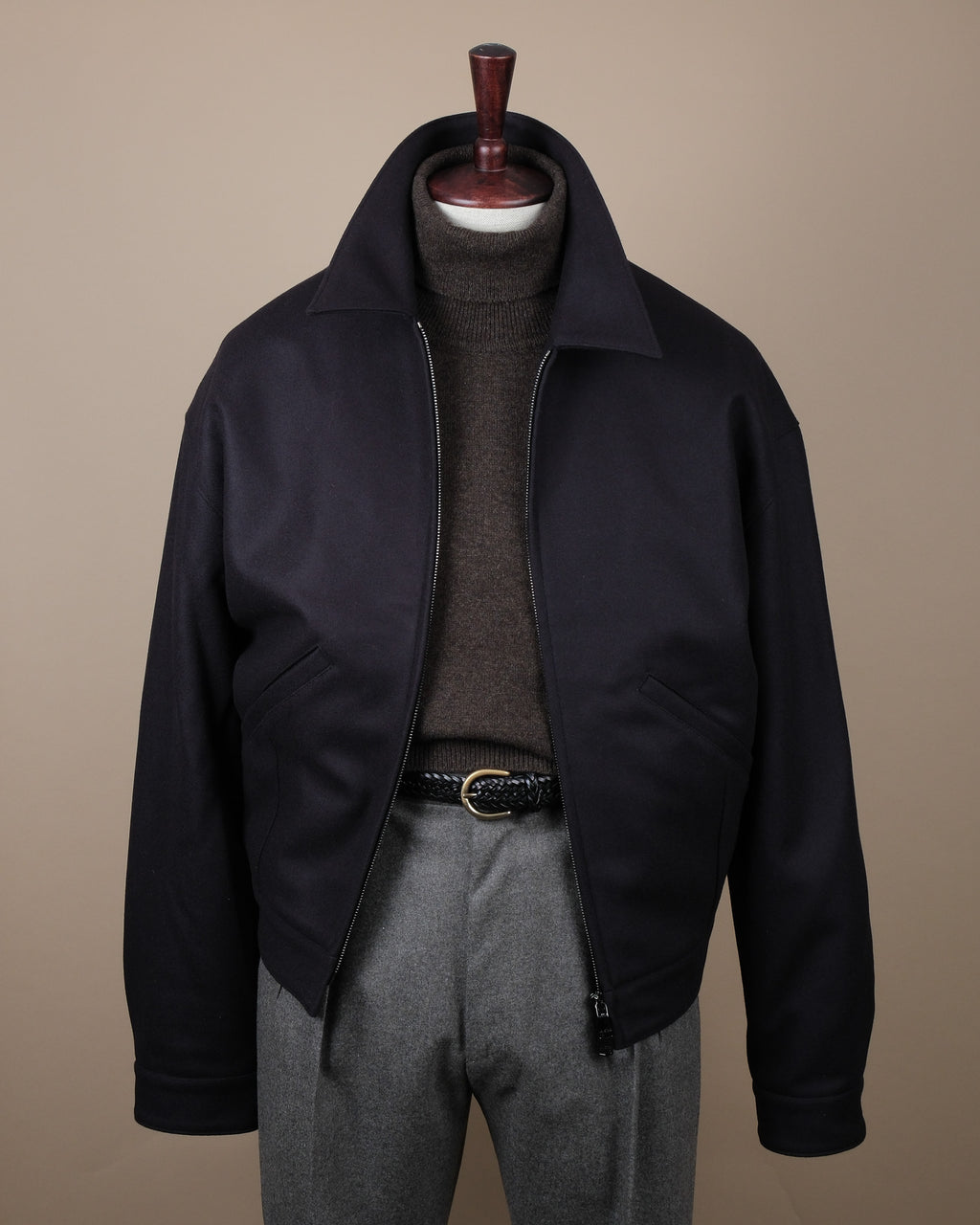 Navy Felt Wool/Nylon Blouson