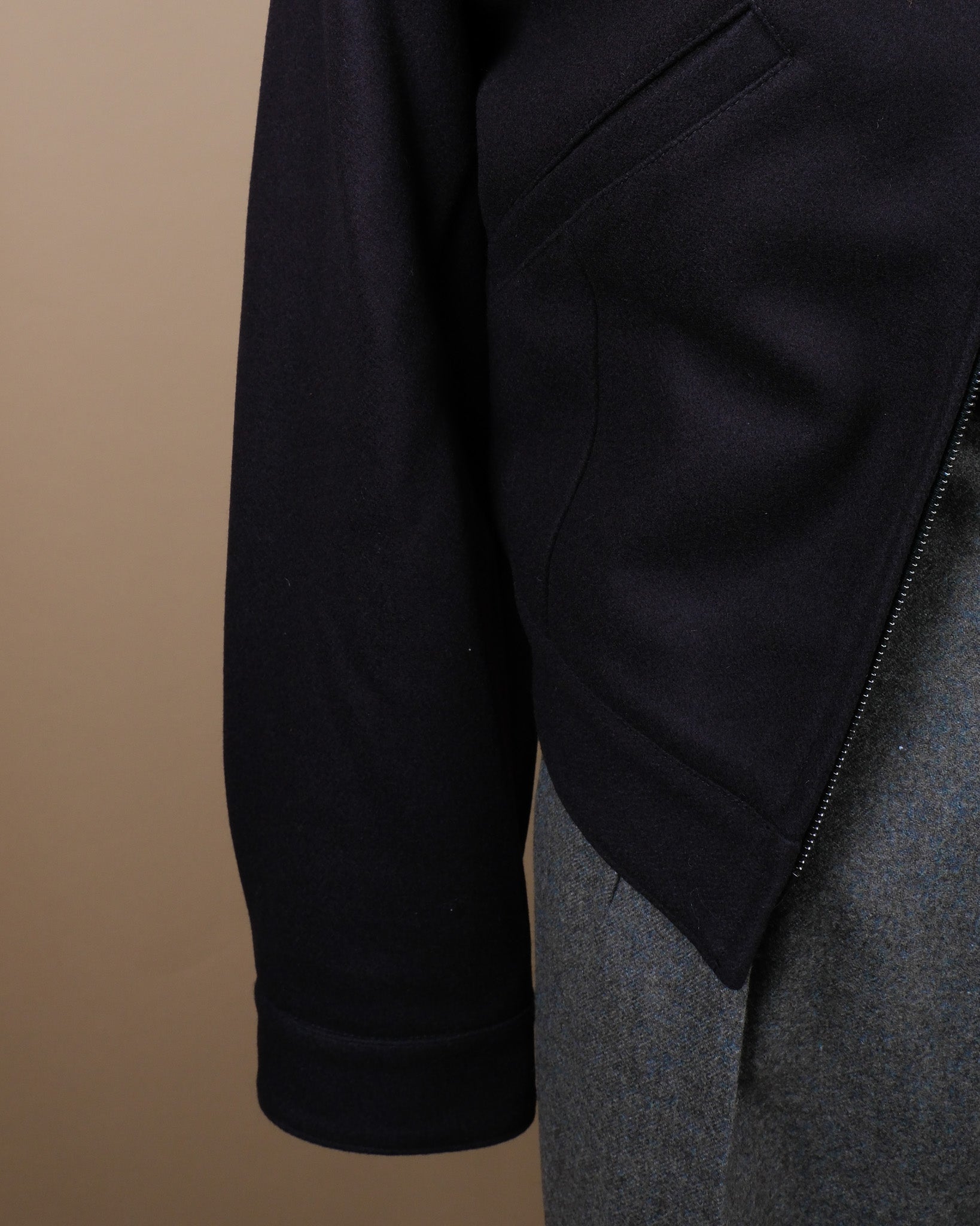 Navy Felt Wool/Nylon Blouson