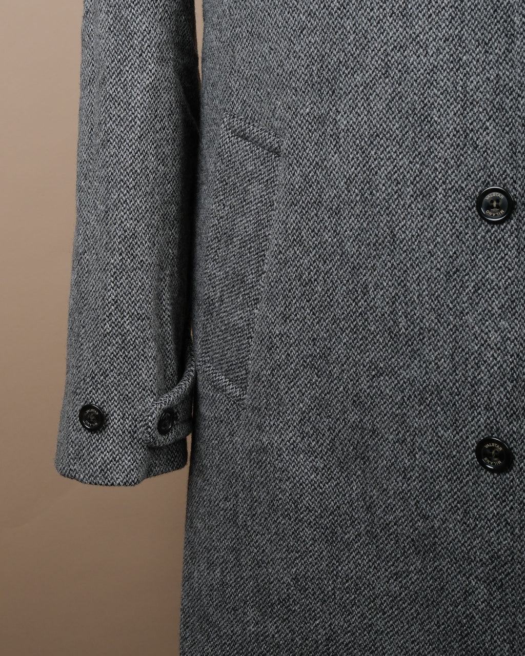 Nero/Grigio Virgin Wool Broken Twill Vittorio Raglan Overcoat