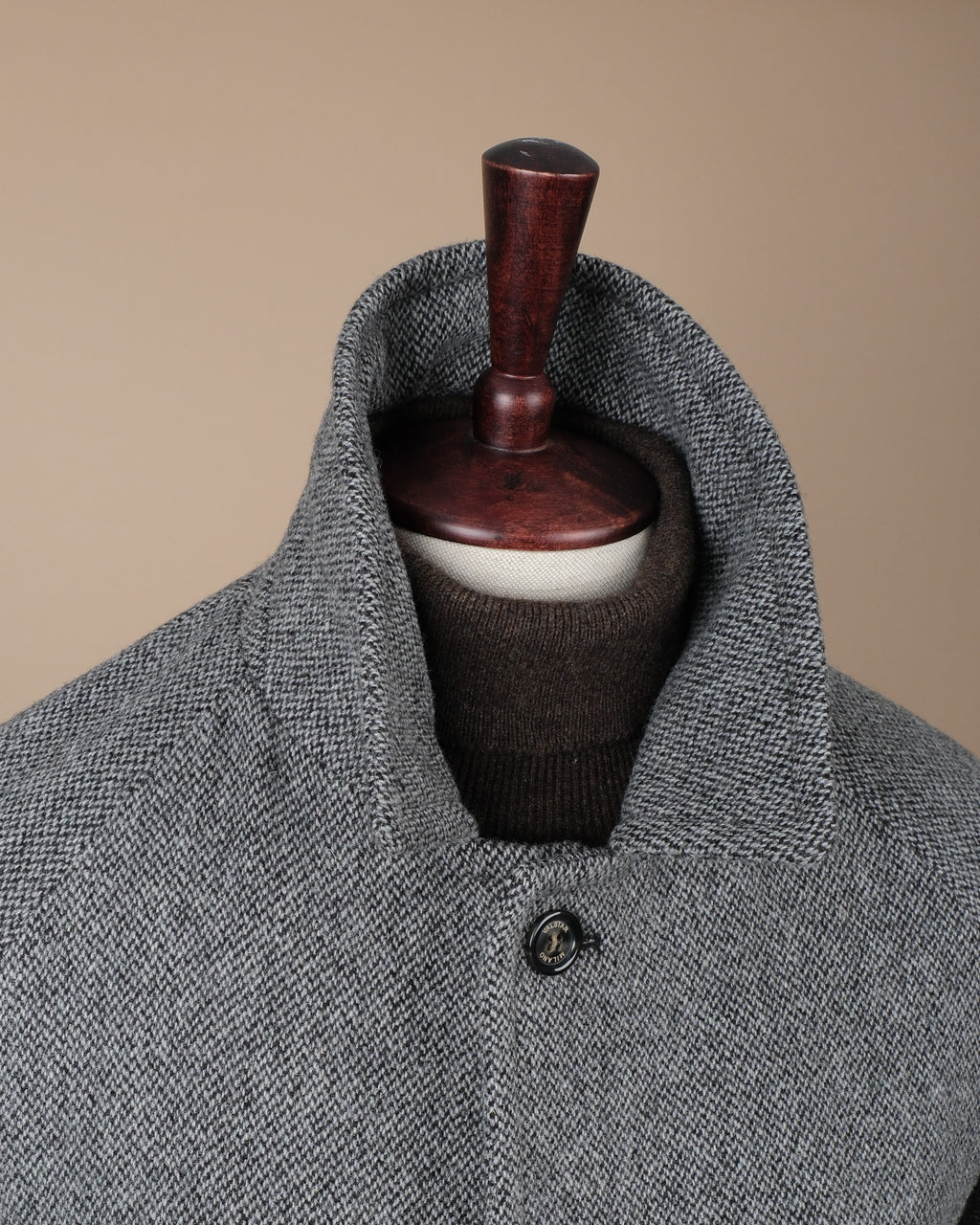 Nero/Grigio Virgin Wool Broken Twill Vittorio Raglan Overcoat