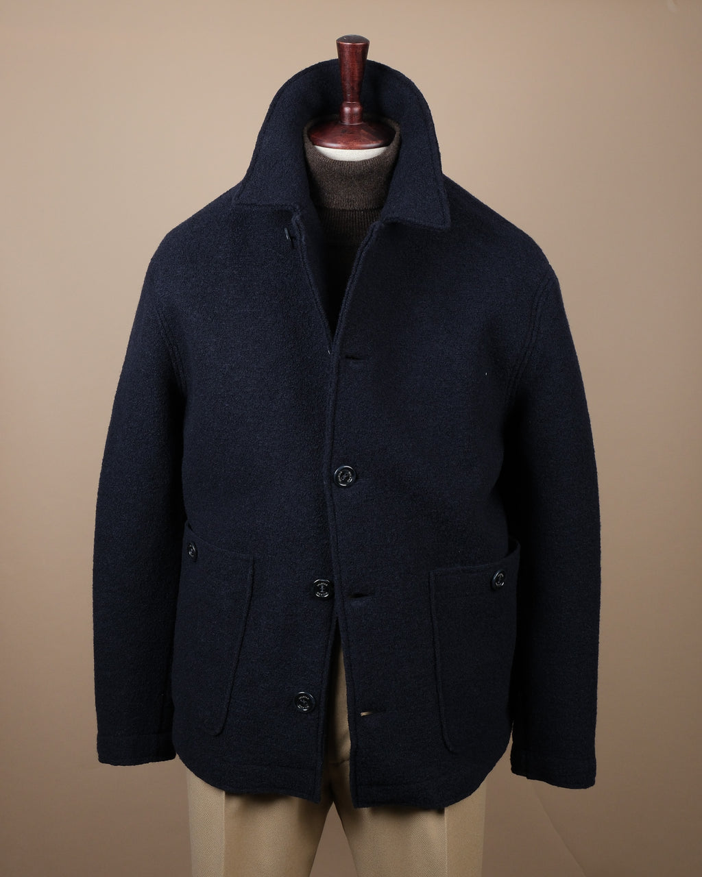 Navy Boiled Wool Work Jacket