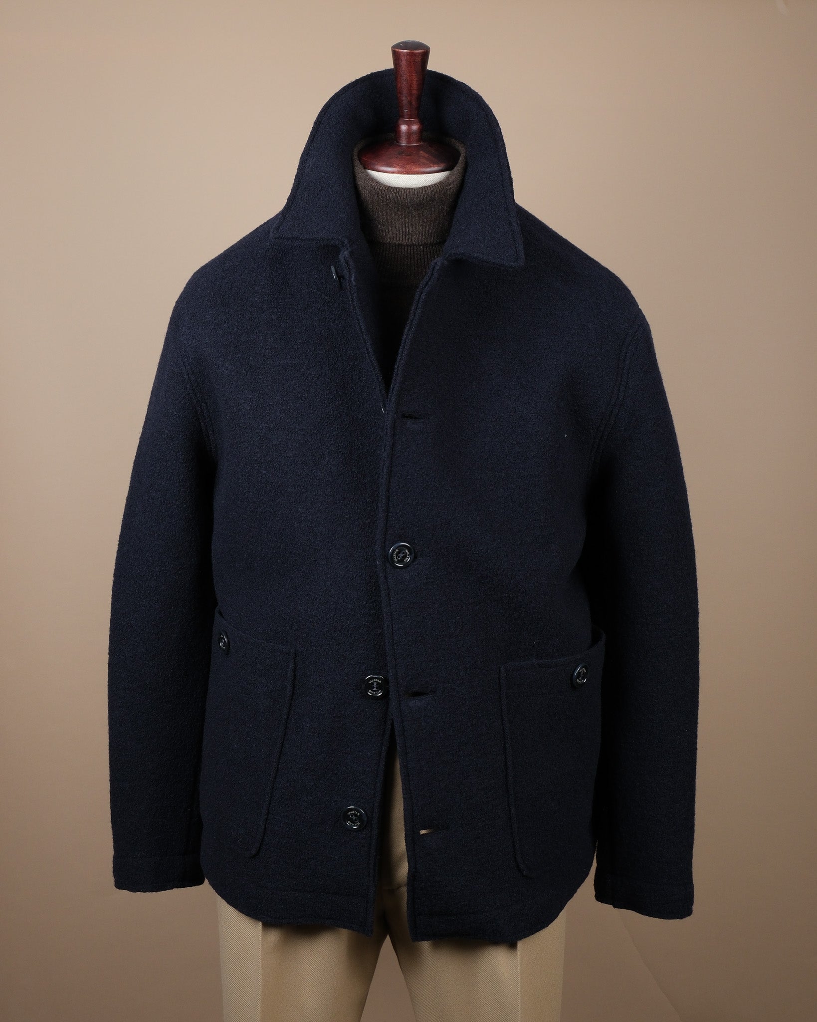 Navy Boiled Wool Work Jacket