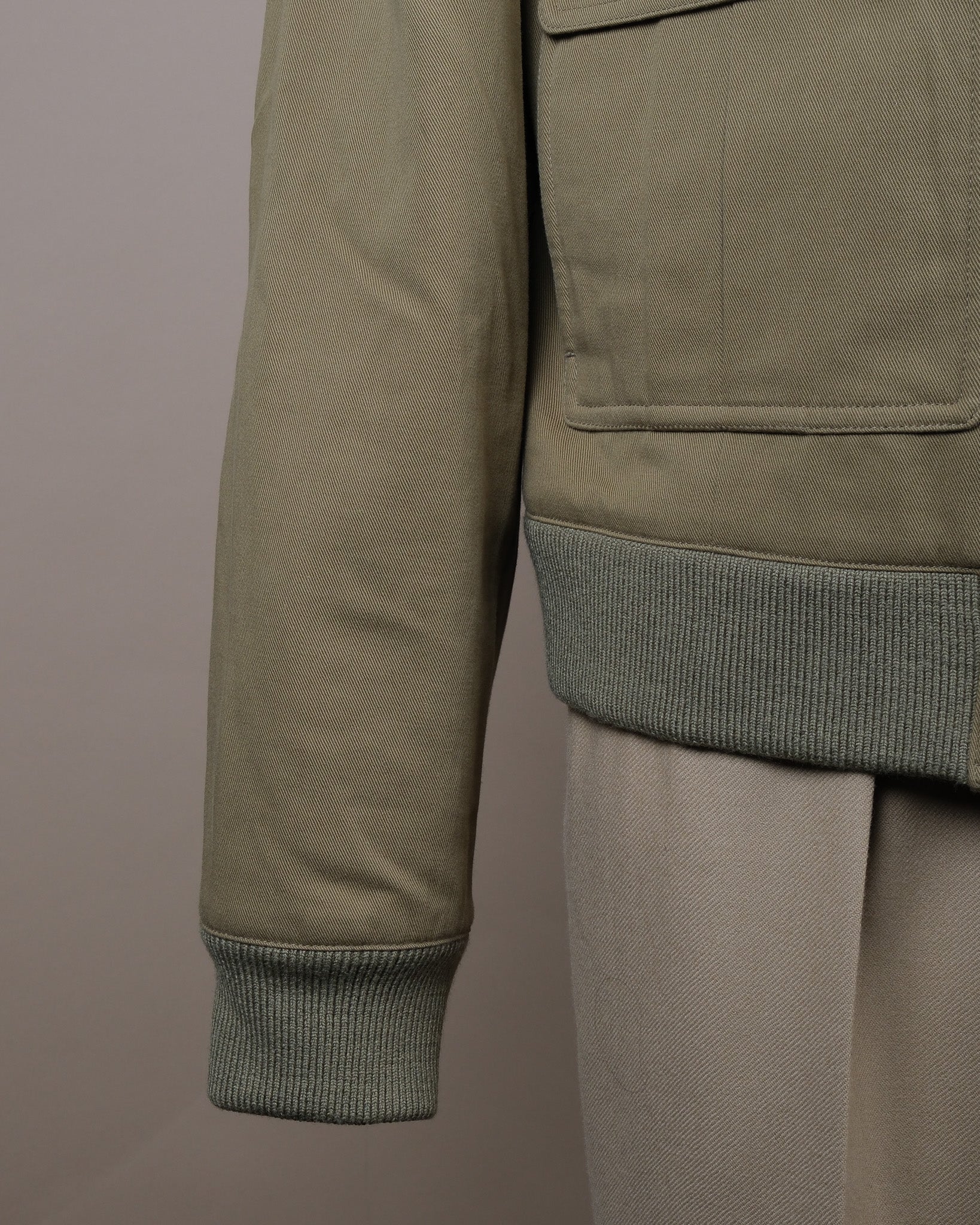 Pale Olive Cotton Twill Flight Jacket