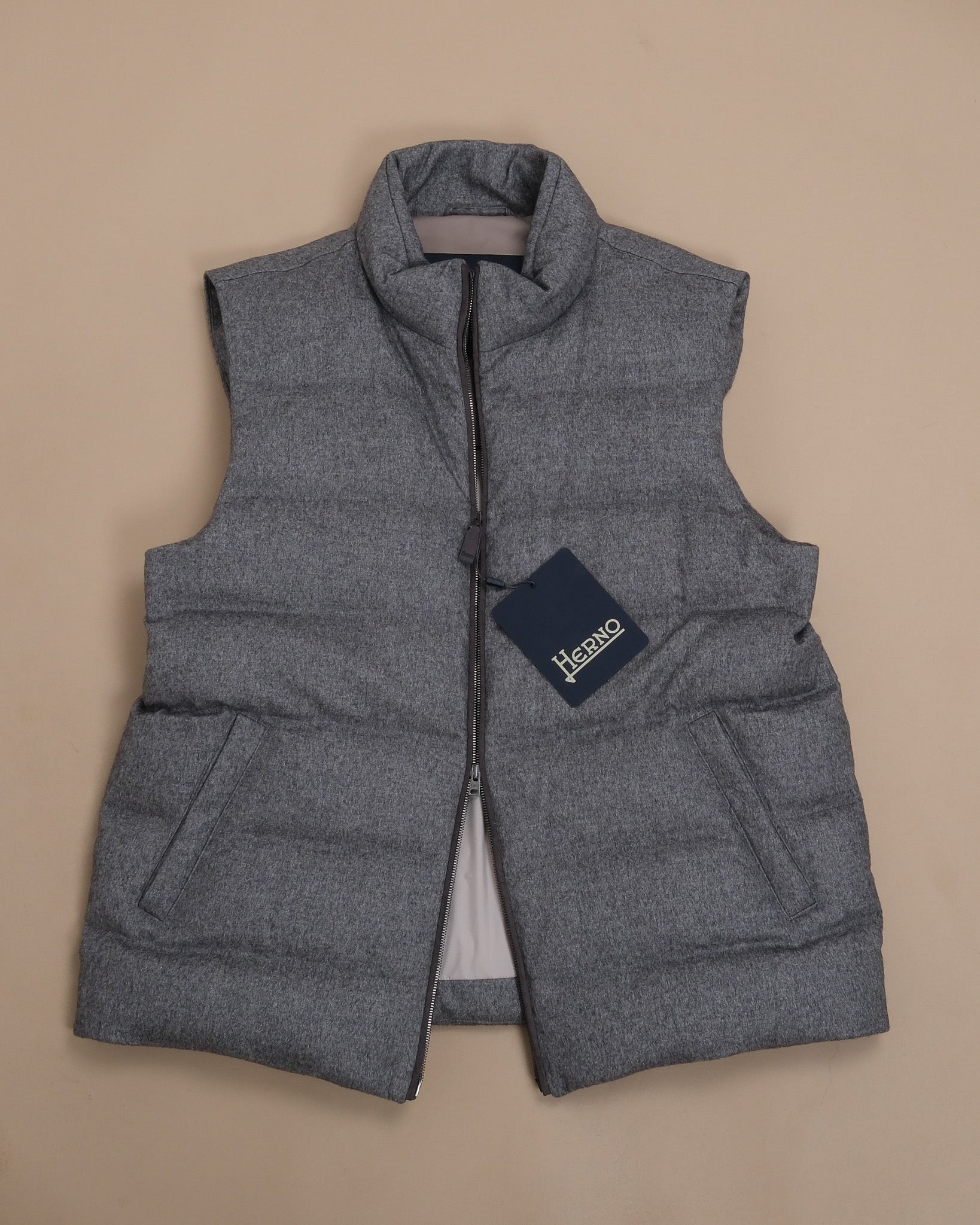 Dark Grey Silk/Cashmere Panel Gilet