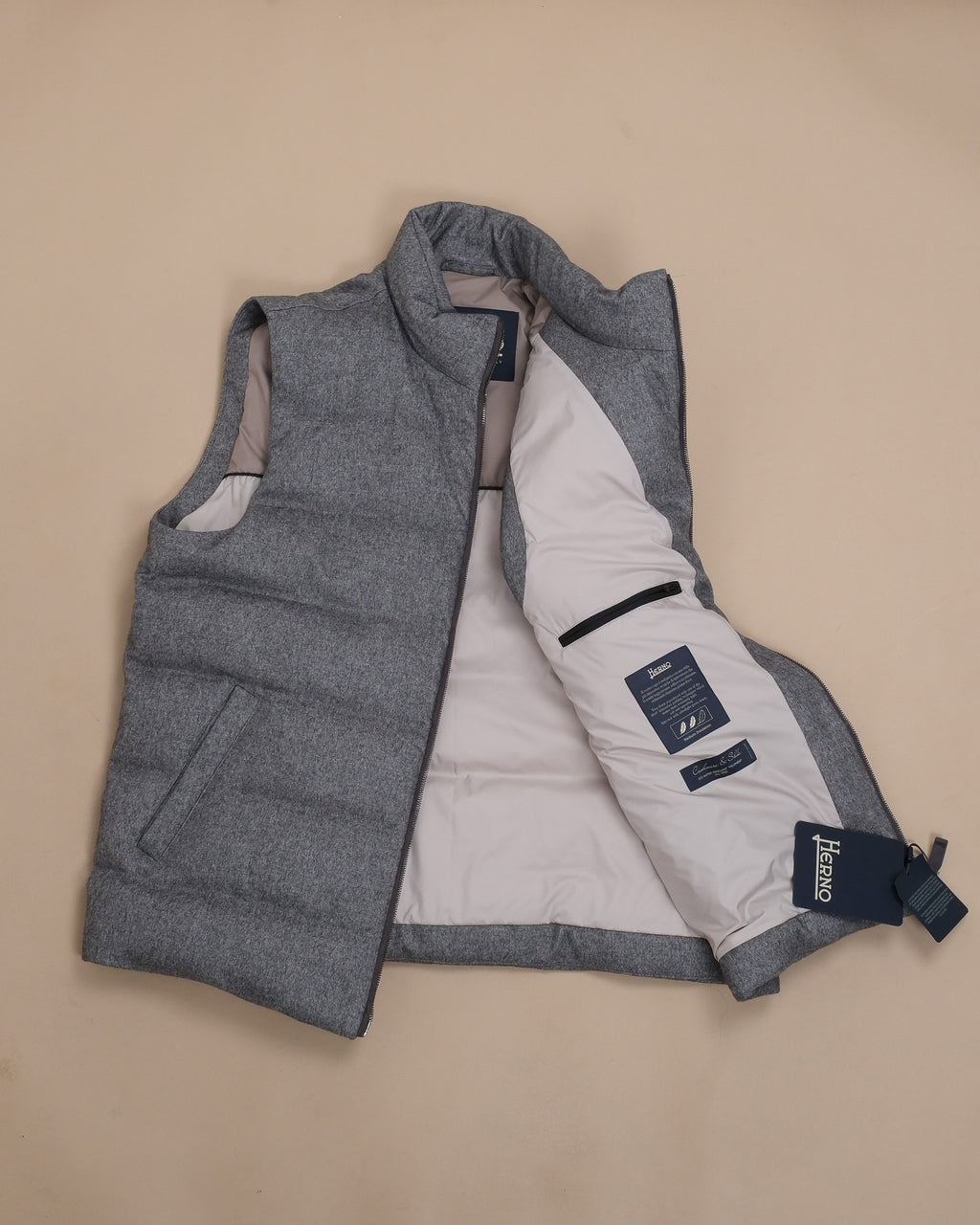 Dark Grey Silk/Cashmere Panel Gilet
