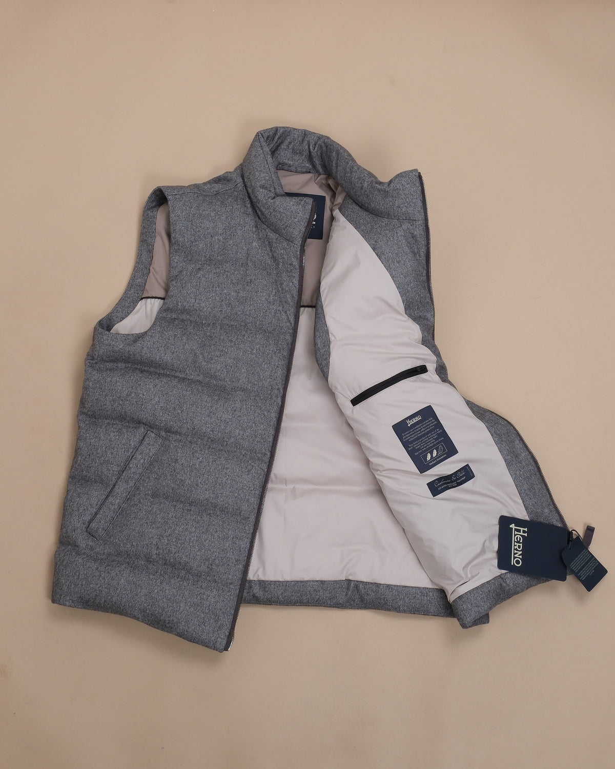 Dark Grey Silk/Cashmere Panel Gilet