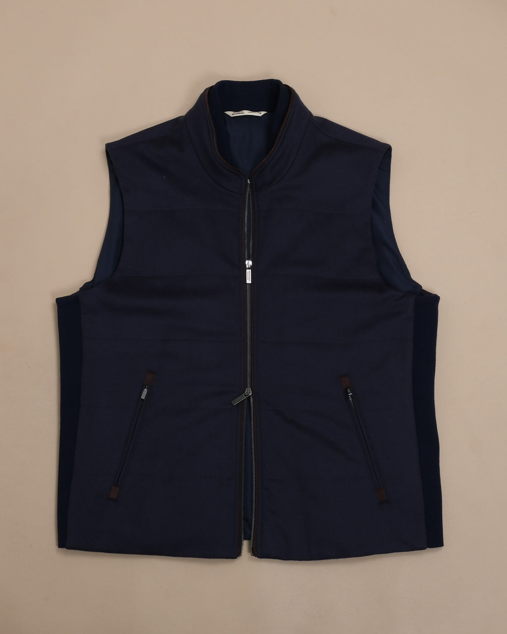 Navy Cashmere Panel Gilet