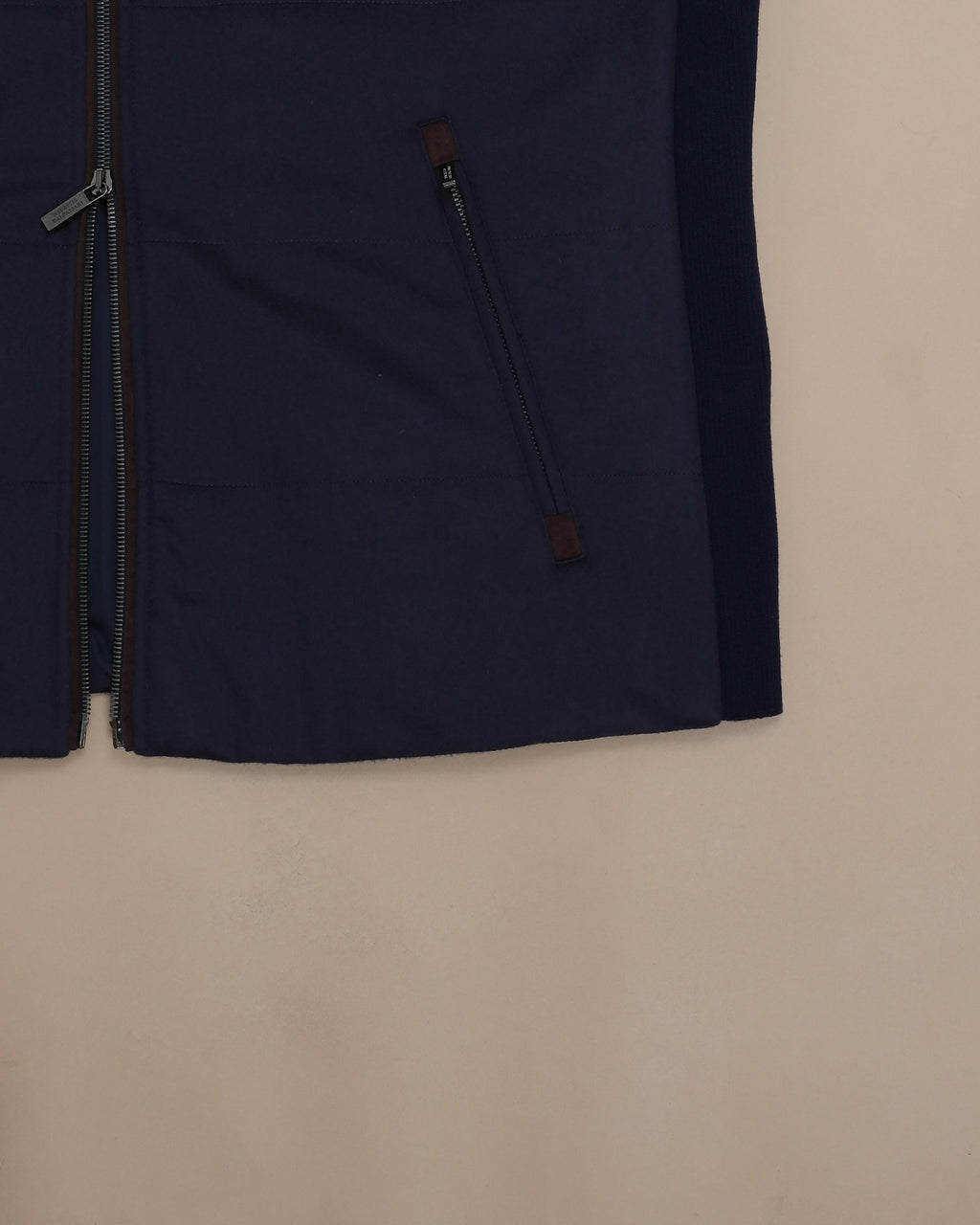 Navy Cashmere Panel Gilet