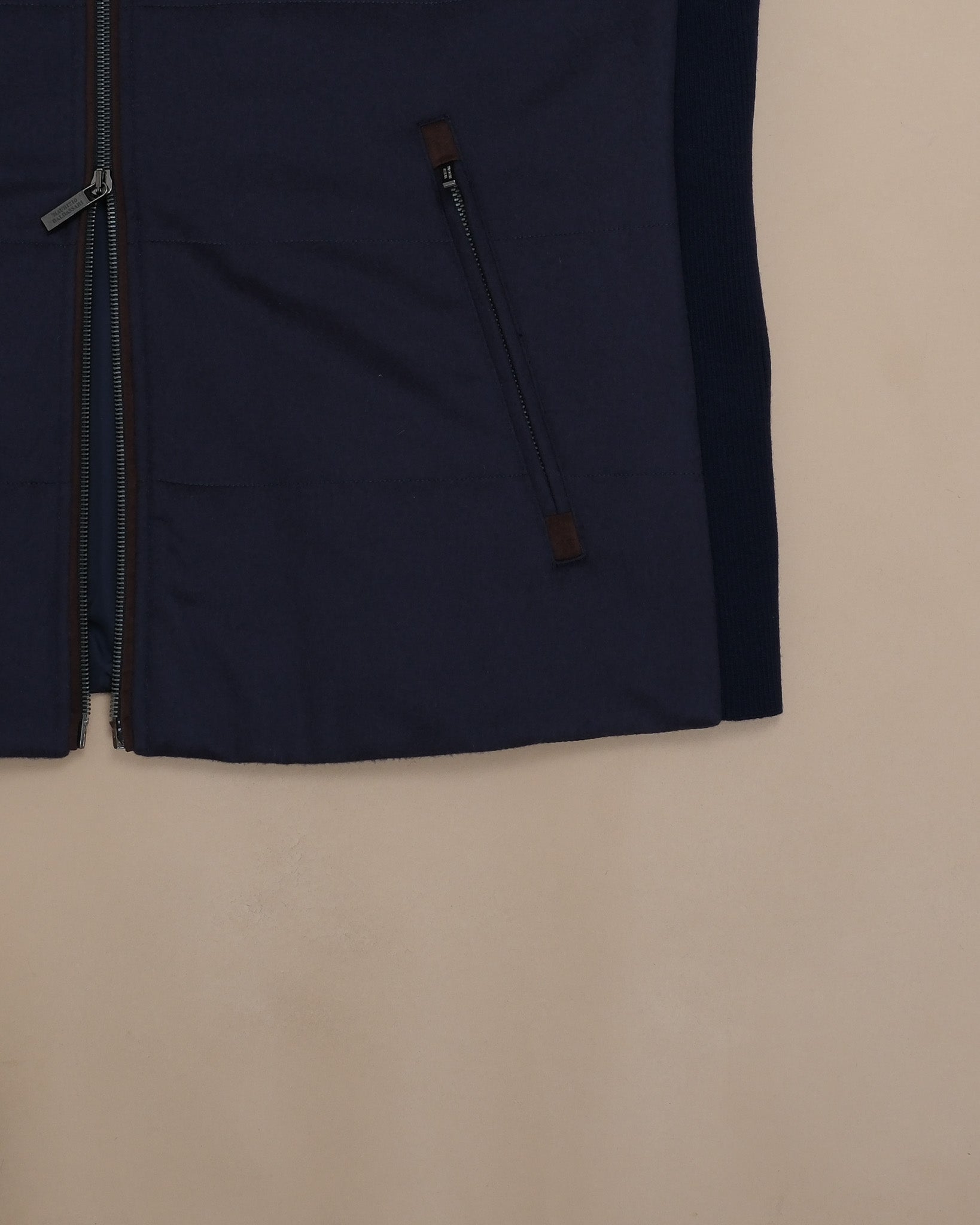 Navy Cashmere Panel Gilet