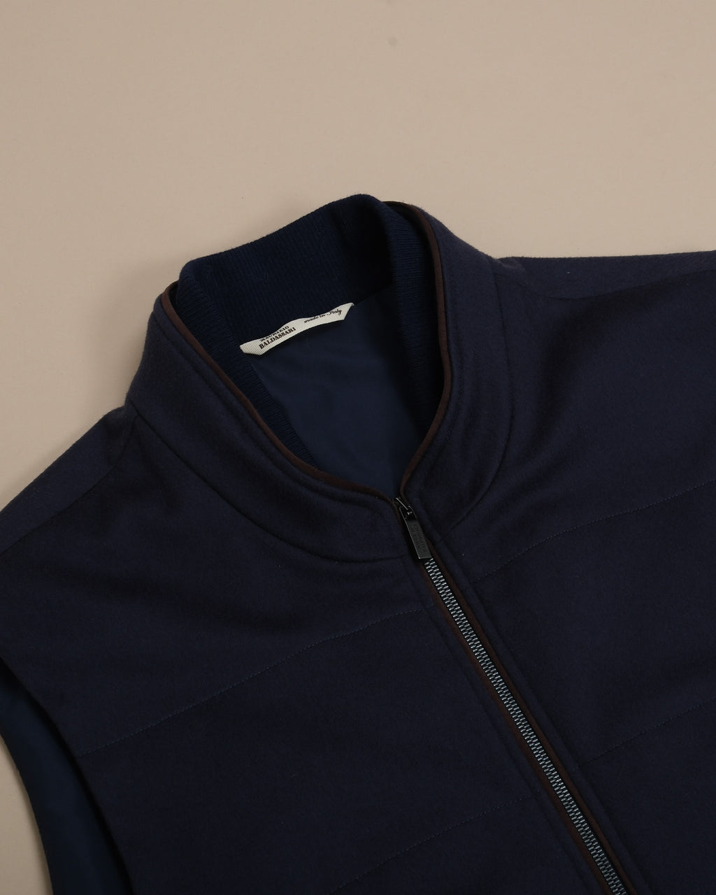 Navy Cashmere Panel Gilet