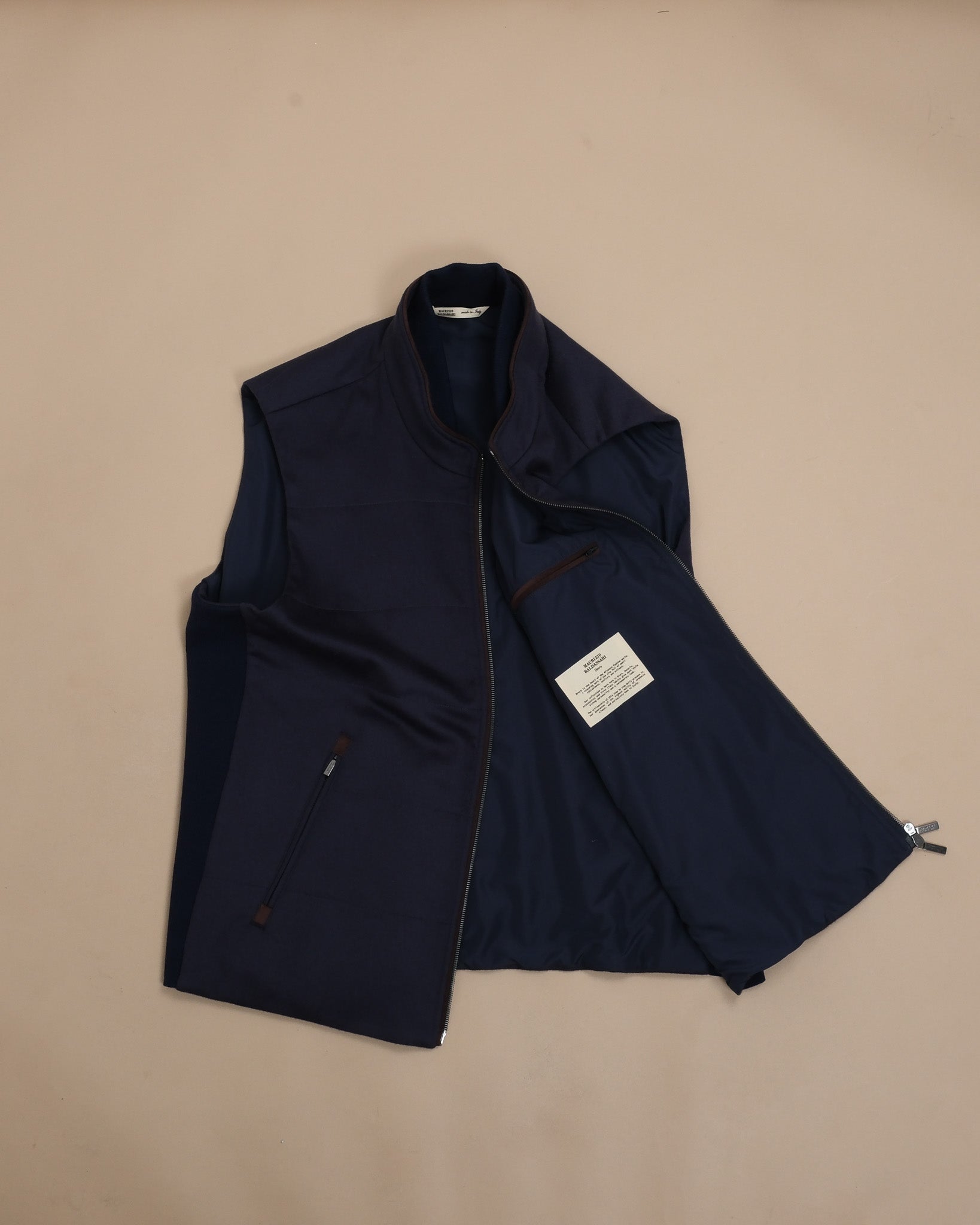 Navy Cashmere Panel Gilet