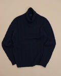 Navy Cashmere Cable-Knit Rollneck