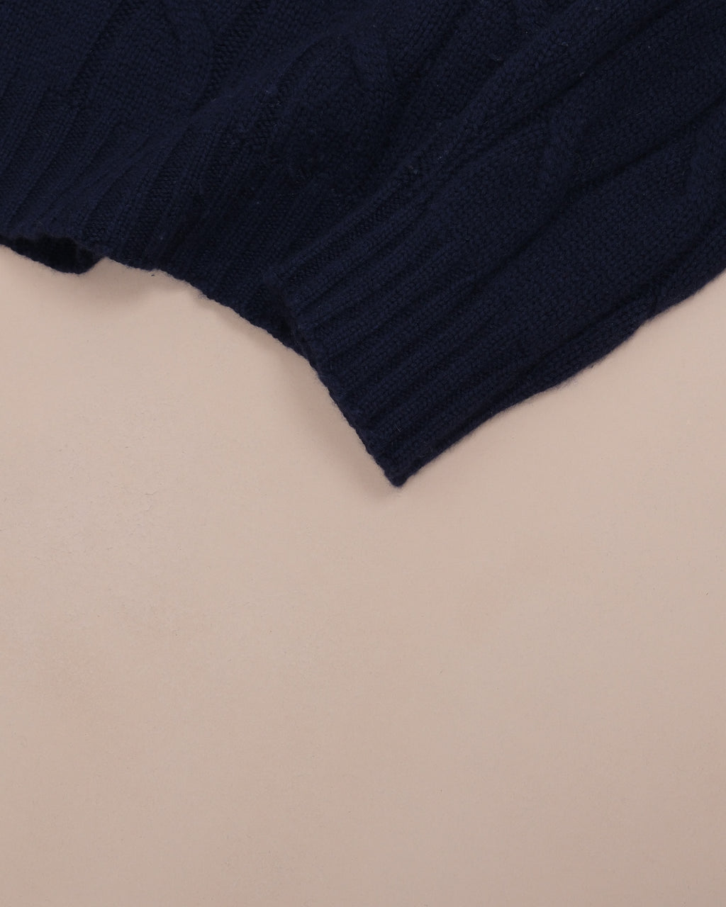 Navy Cashmere Cable-Knit Rollneck