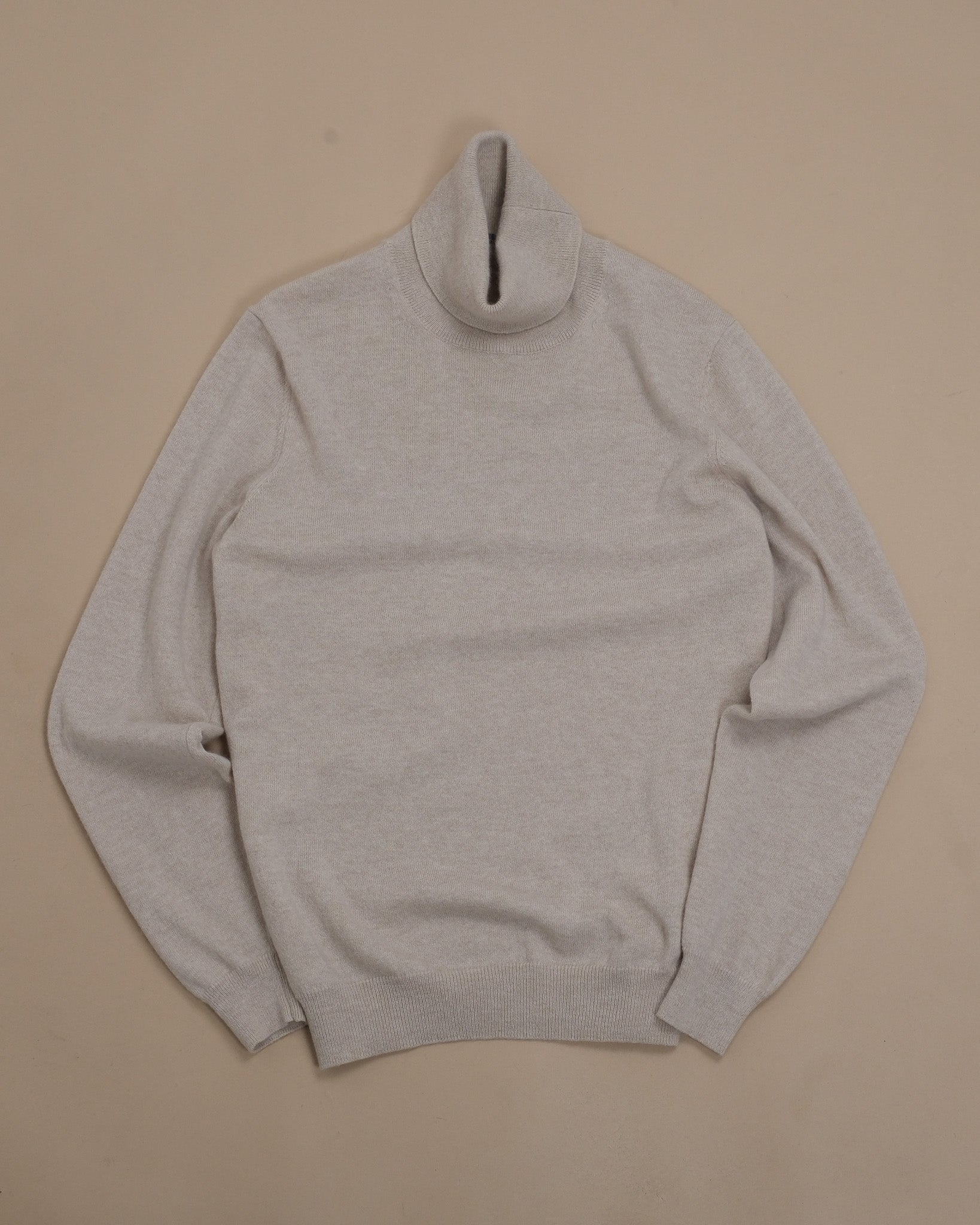 Light Beige Virgin Wool/Cashmere Rollneck