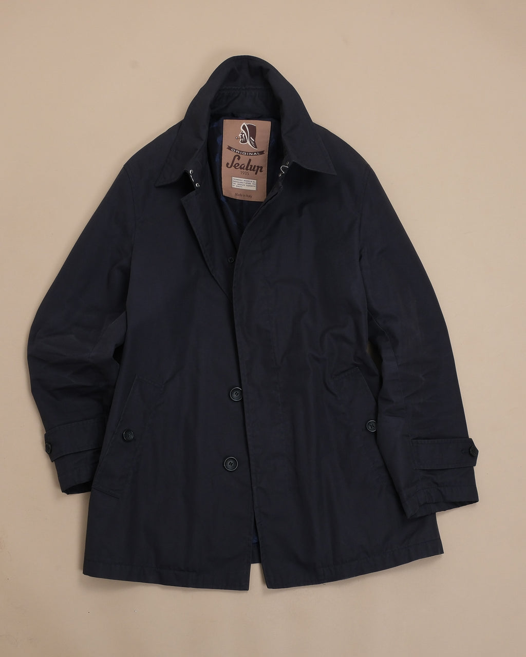 Dark Navy Cotton/Nylon Car Coat