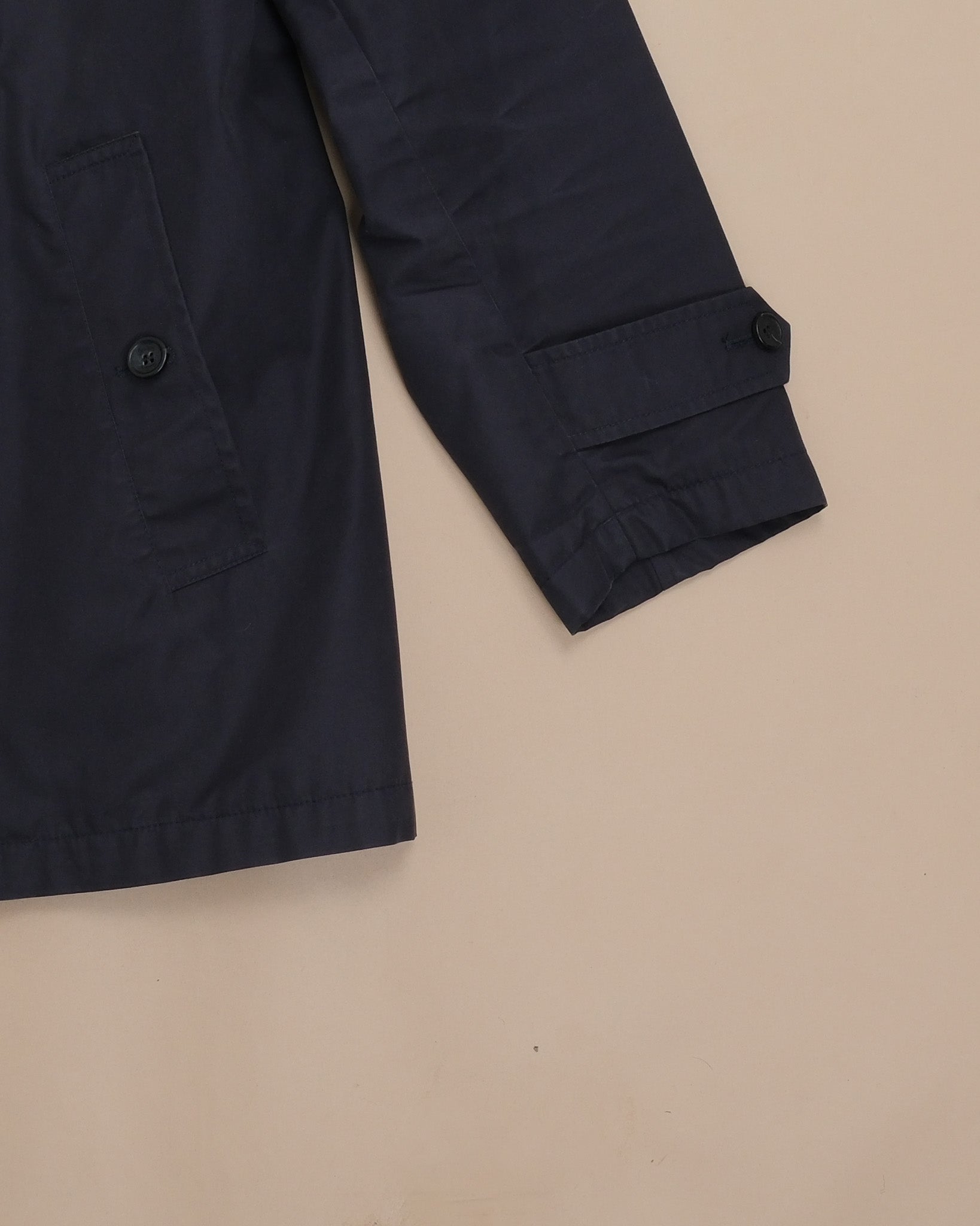 Dark Navy Cotton/Nylon Car Coat