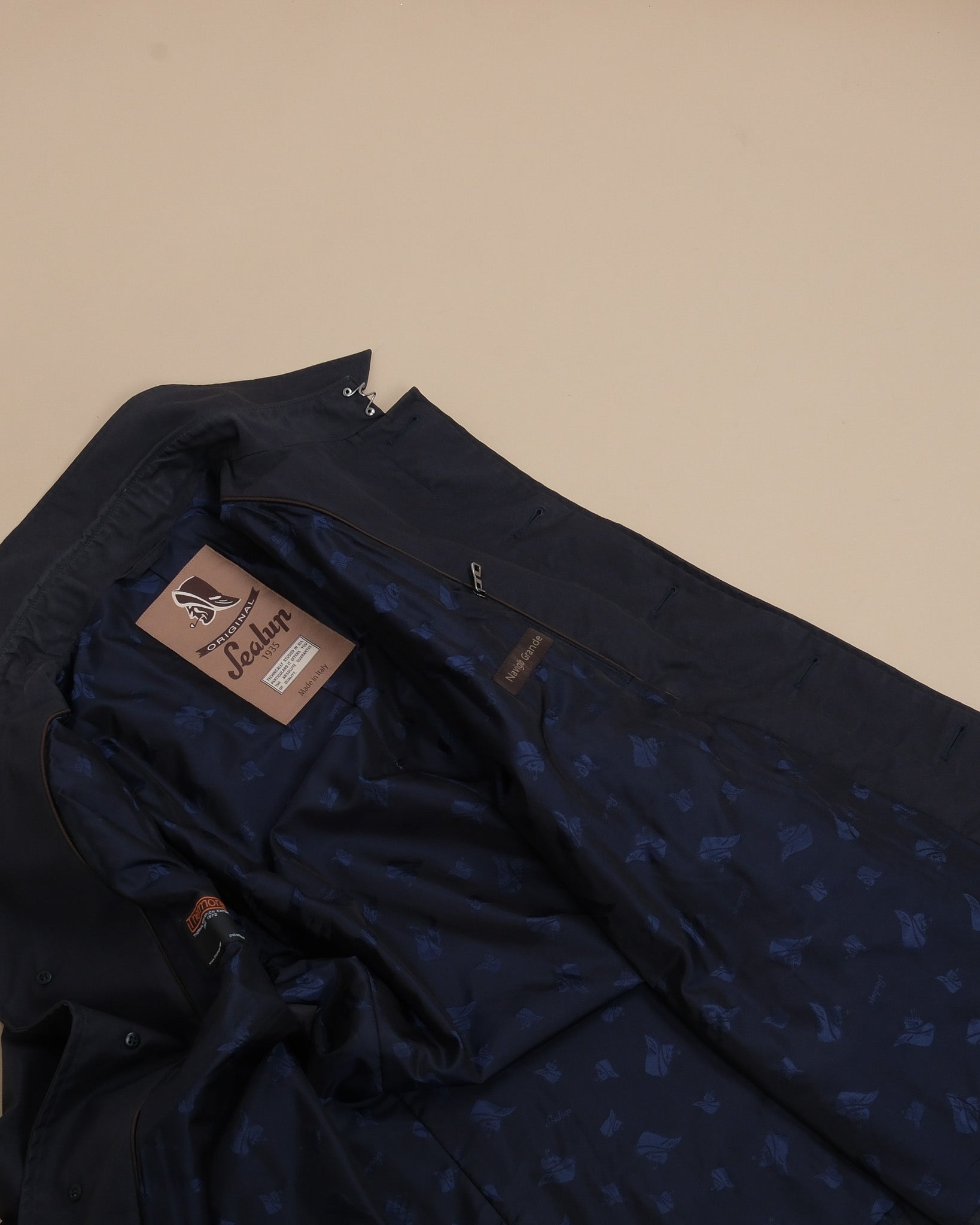 Dark Navy Cotton/Nylon Car Coat
