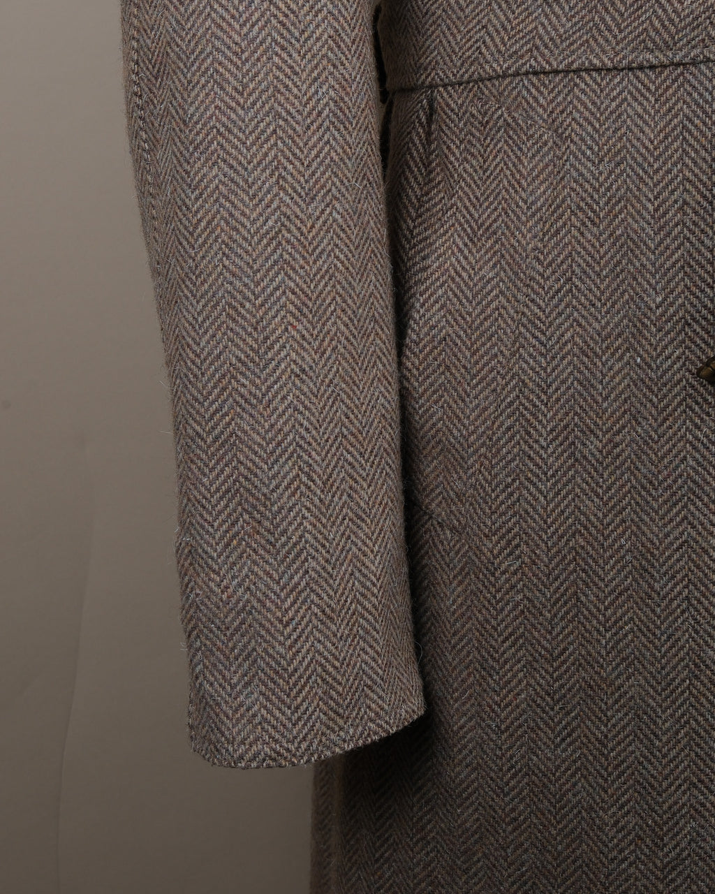Reversible Herringbone Tweed / Cotton Twill Raglan Coat