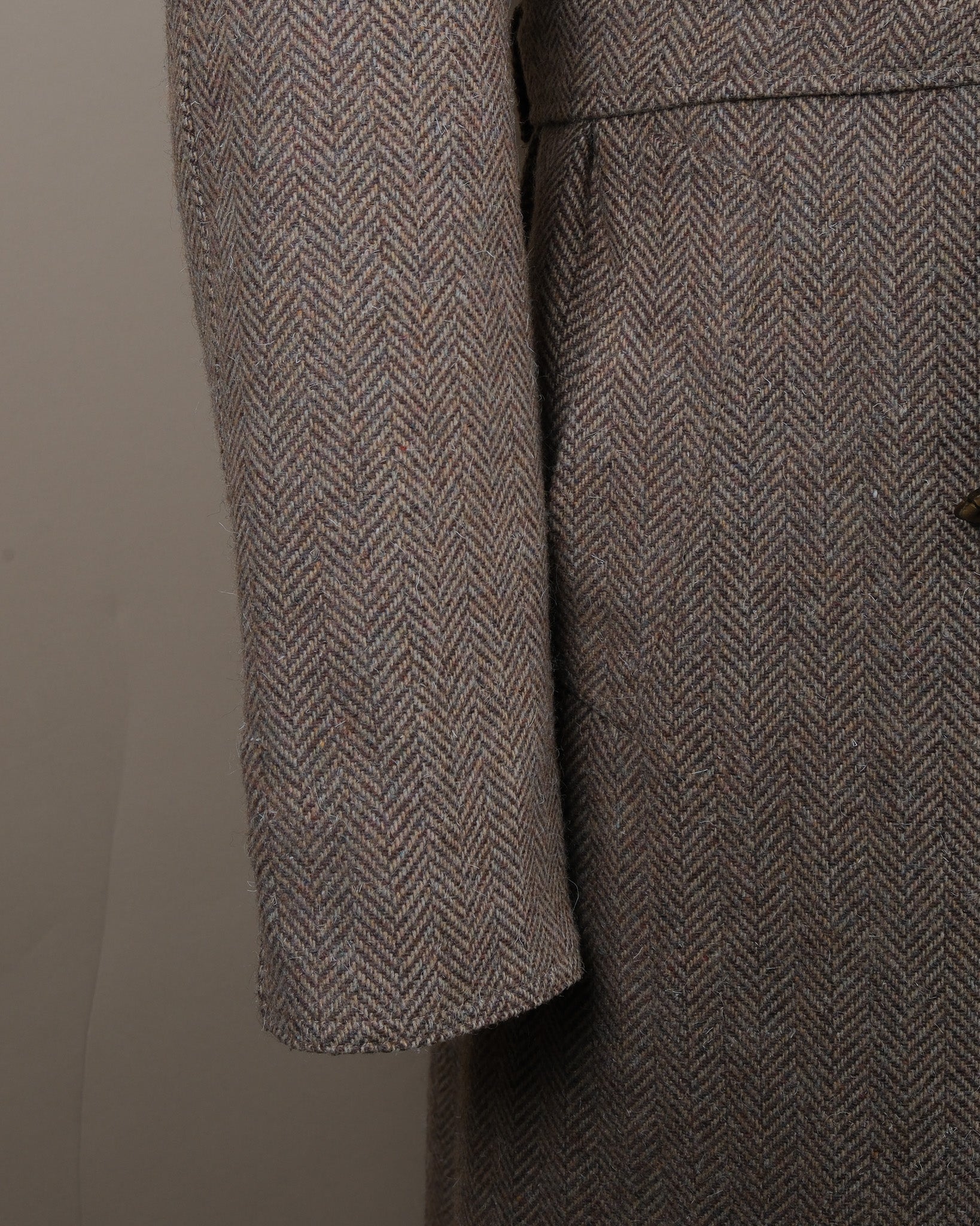 Reversible Herringbone Tweed / Cotton Twill Raglan Coat