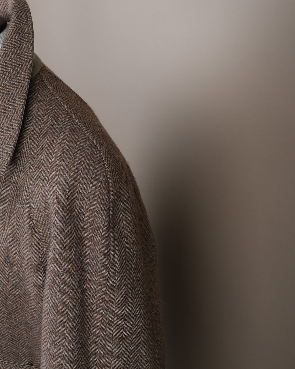 Reversible Herringbone Tweed / Cotton Twill Raglan Coat
