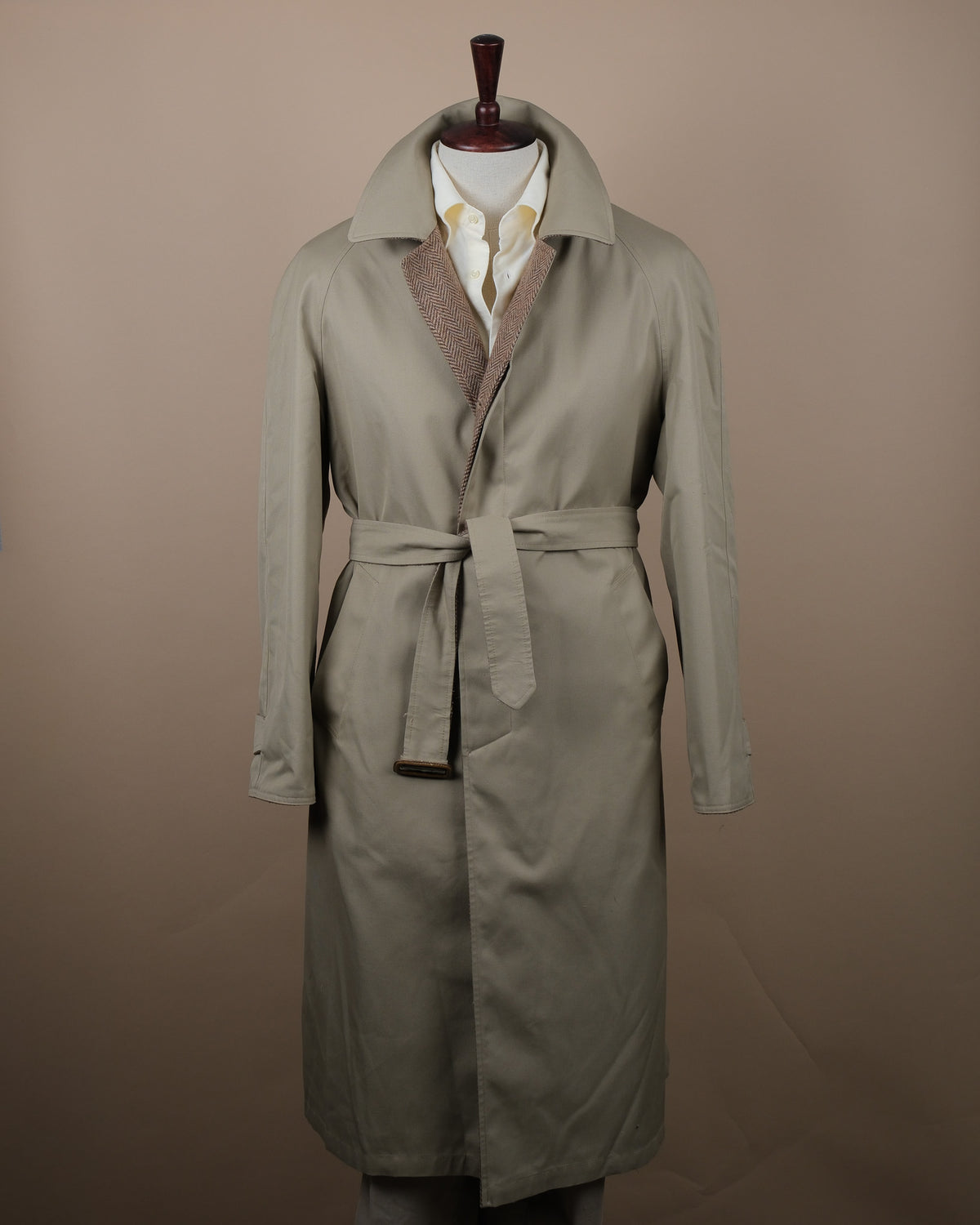 Reversible Herringbone Tweed / Cotton Twill Raglan Coat
