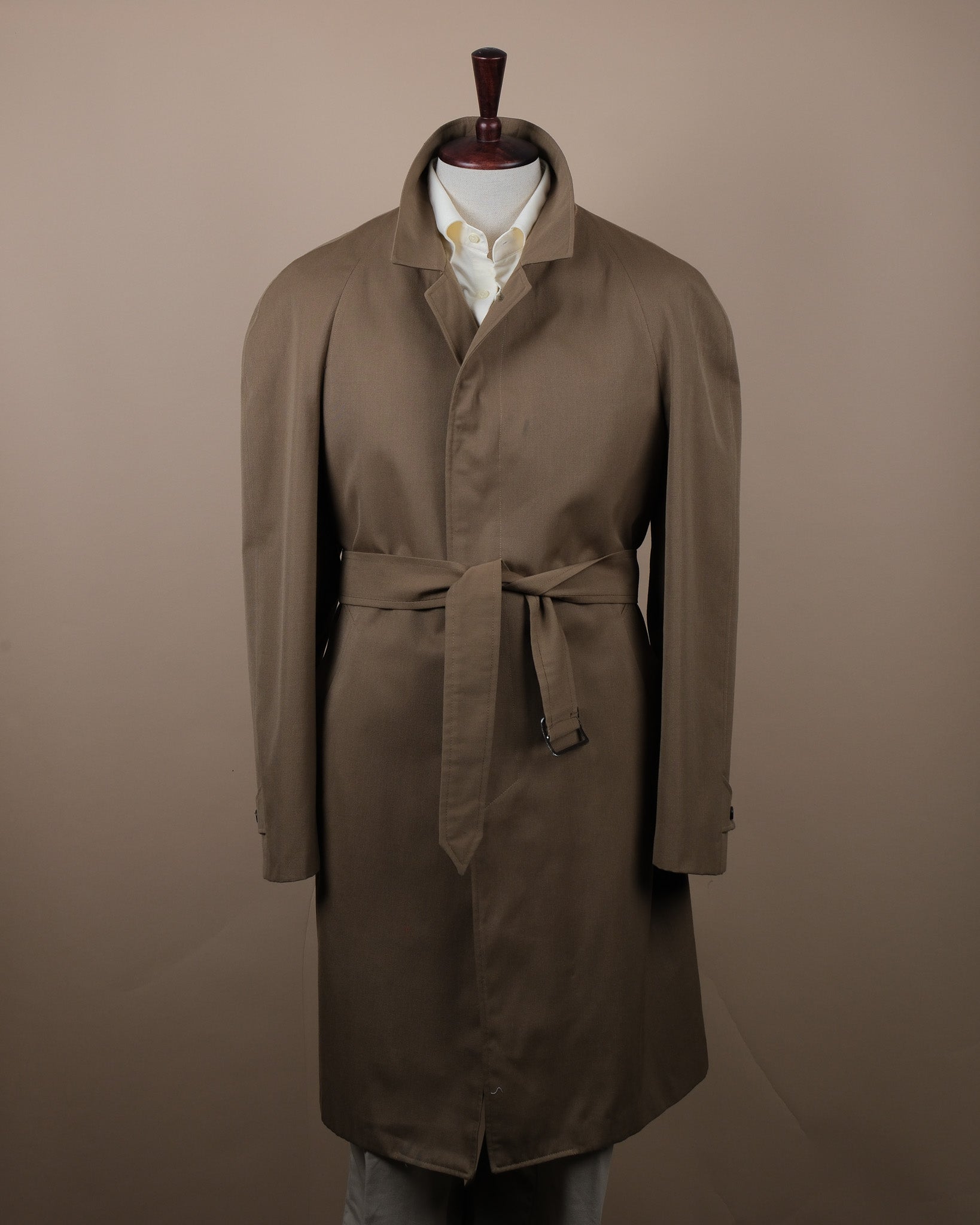 Olive Twill Belted Raglan Coat