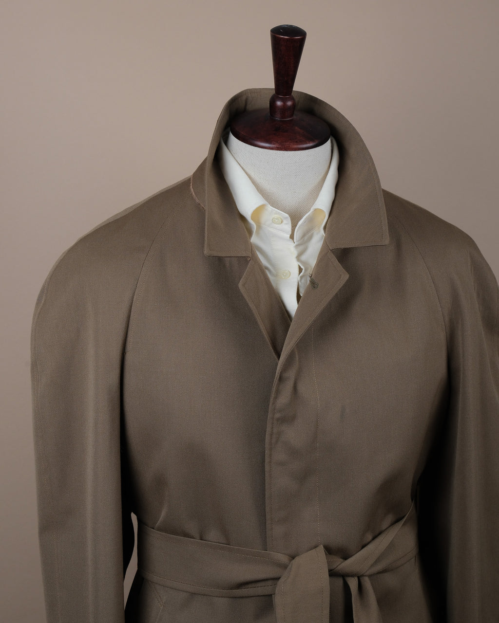 Olive Twill Belted Raglan Coat