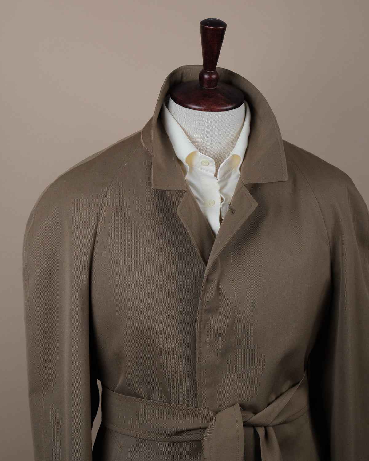 Olive Twill Belted Raglan Coat