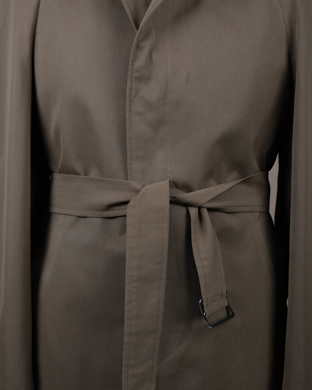 Olive Twill Belted Raglan Coat
